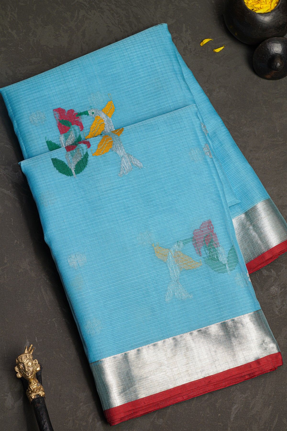 Zari Kota  Sky Blue Saree