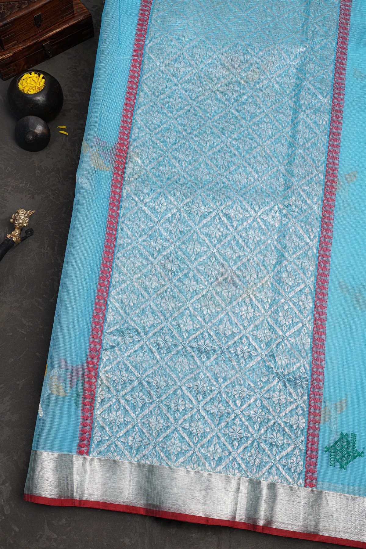 Zari Kota  Sky Blue Saree