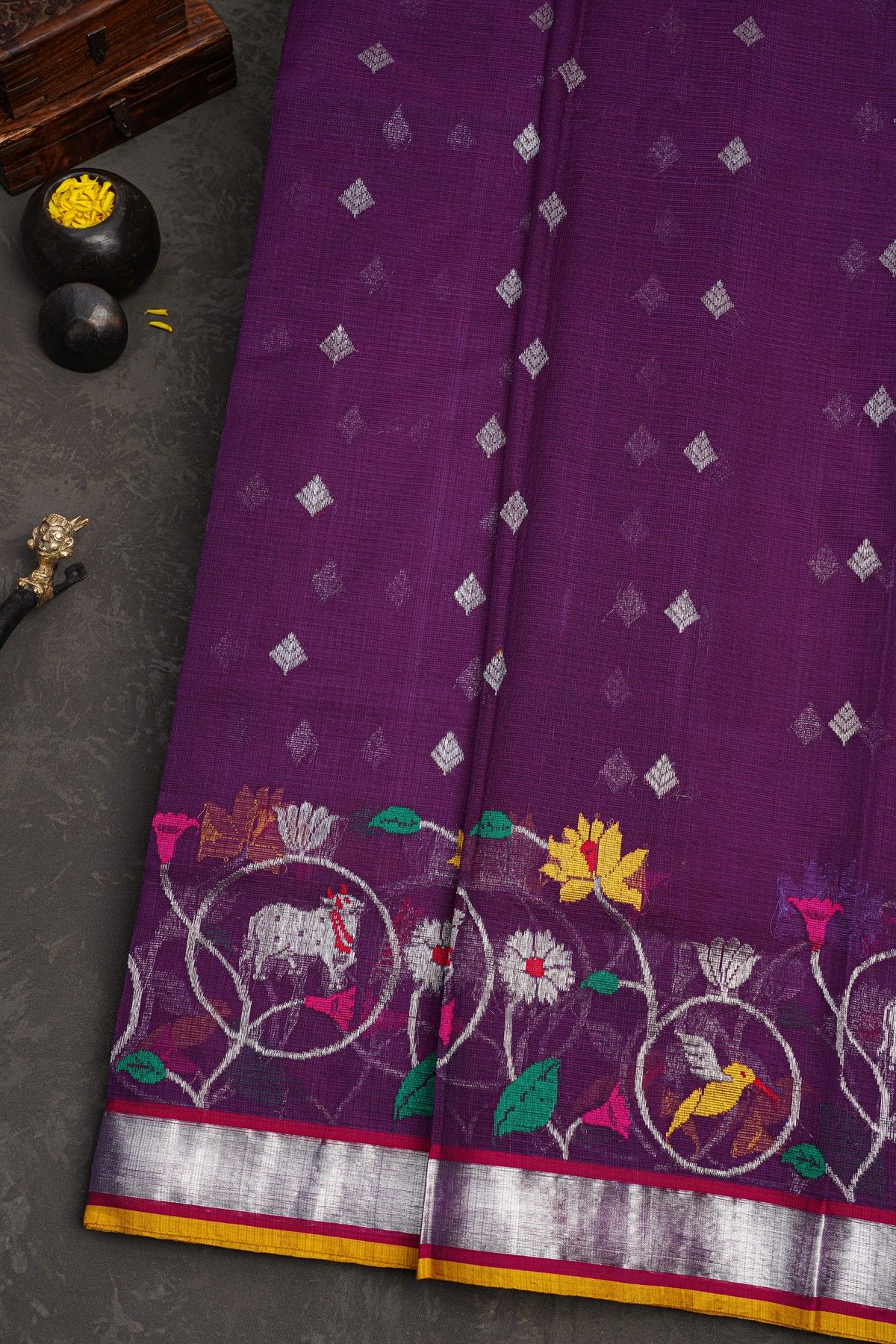 Zari Kota Purple saree