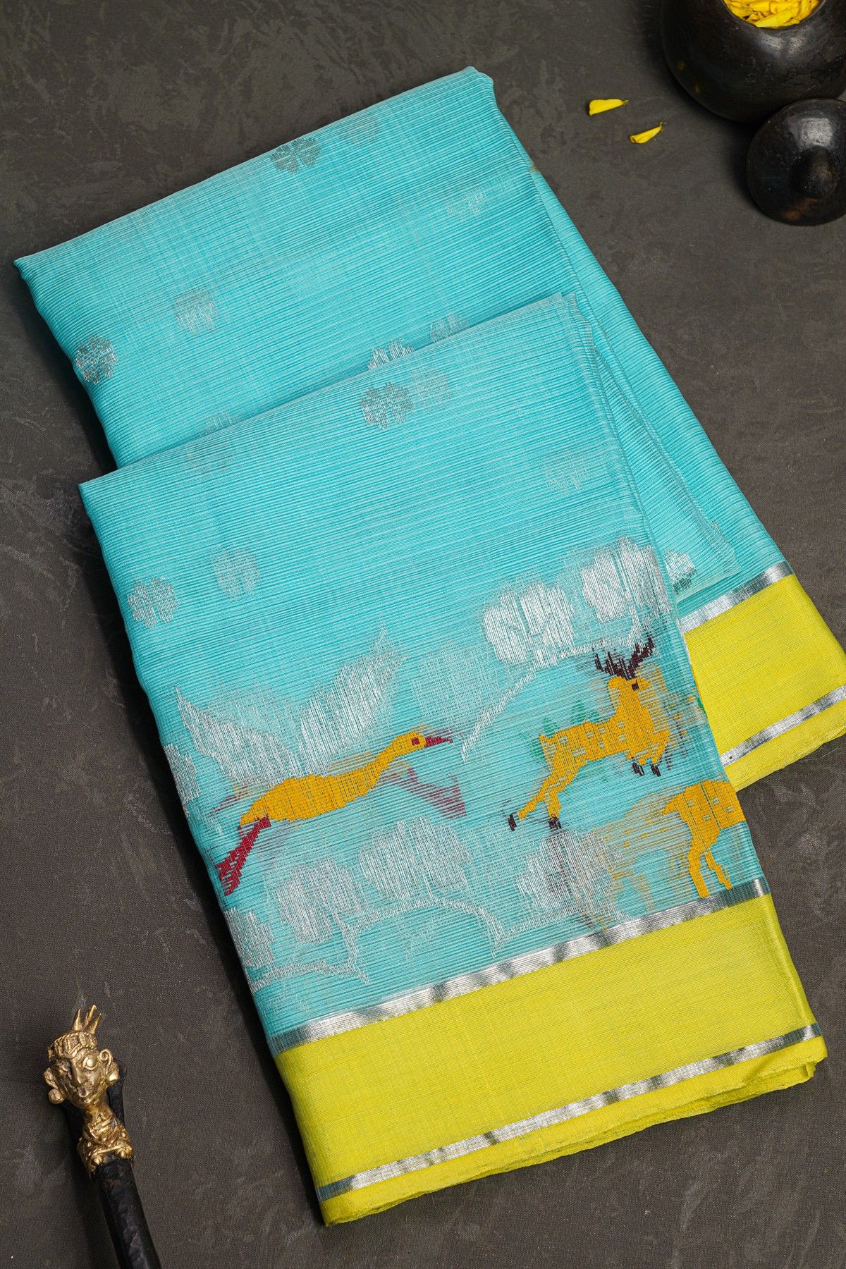 Zari Kota Sky Blue saree
