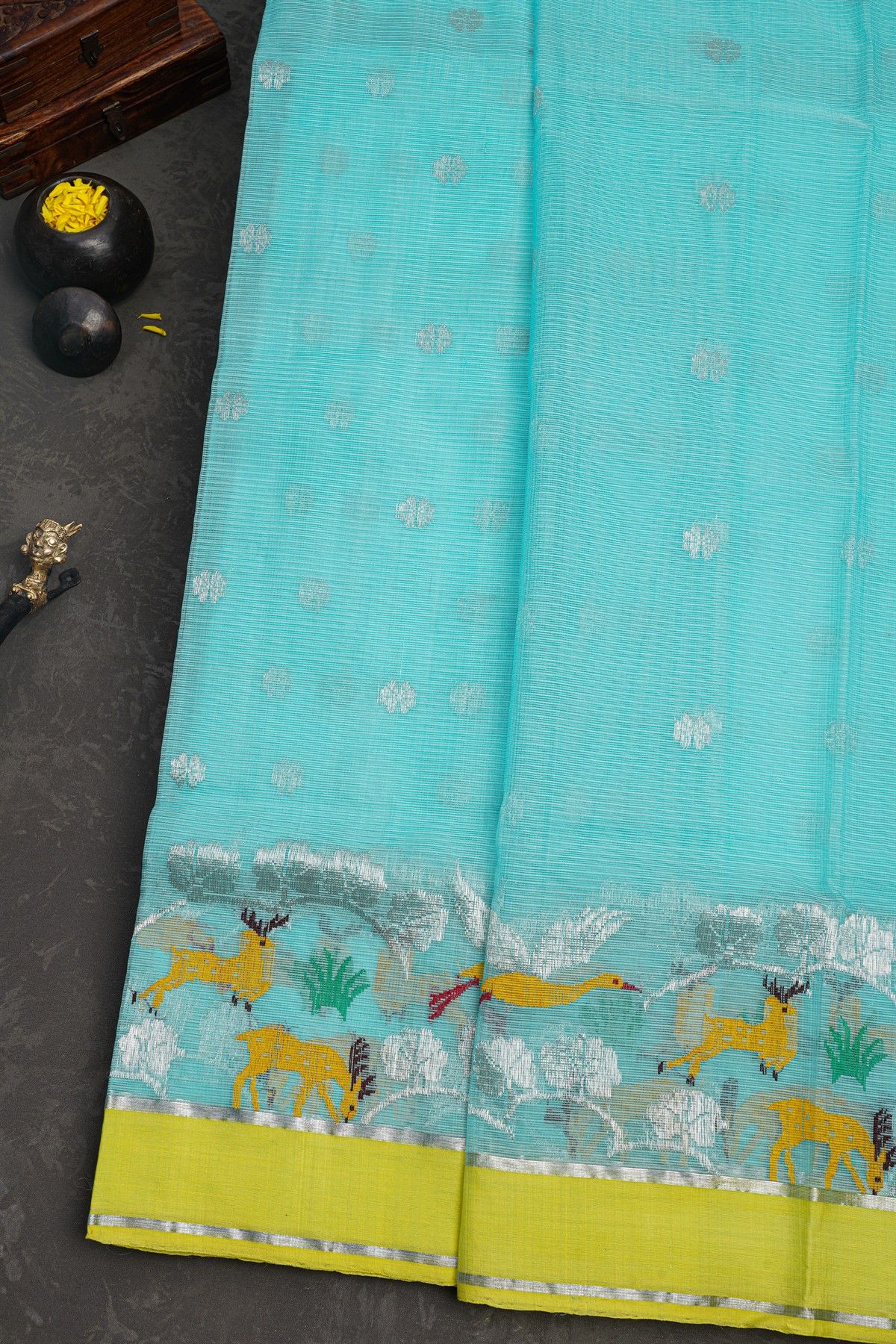 Zari Kota Sky Blue saree