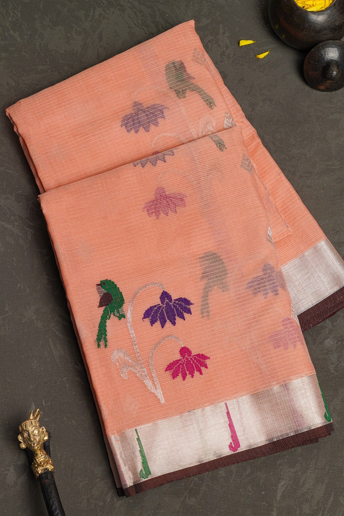 Zari Kota Peach saree