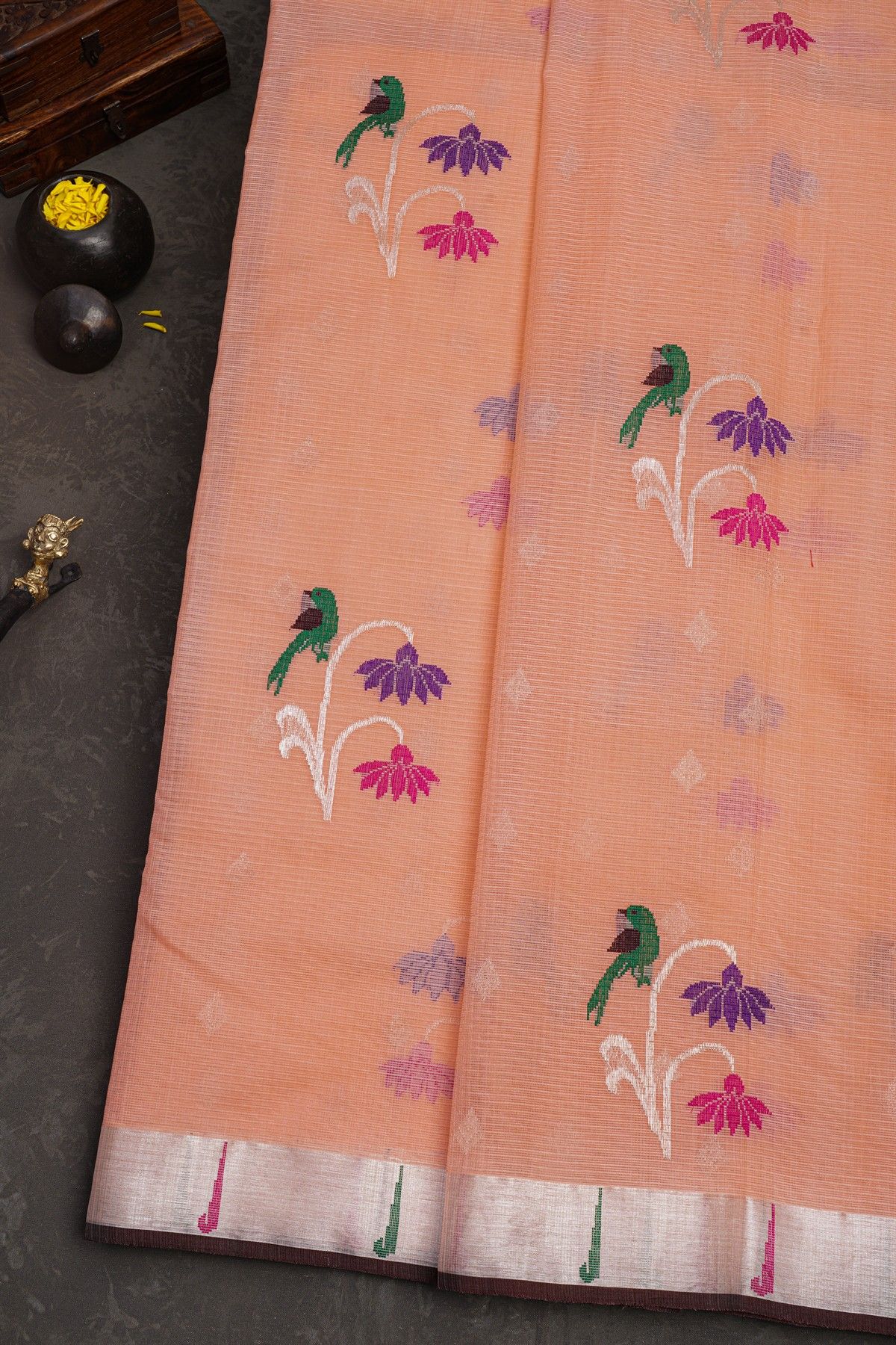 Zari Kota Peach saree