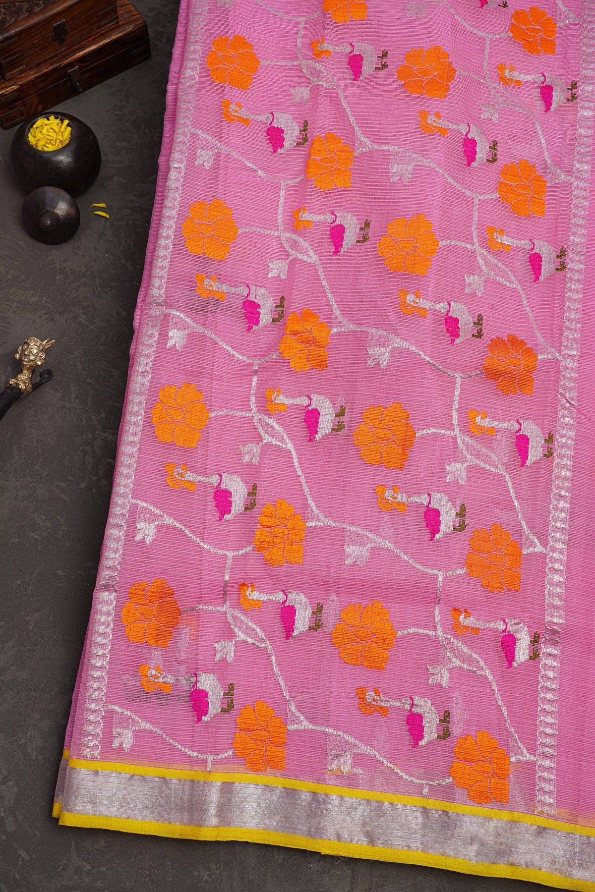 Zari Kota Pink Saree