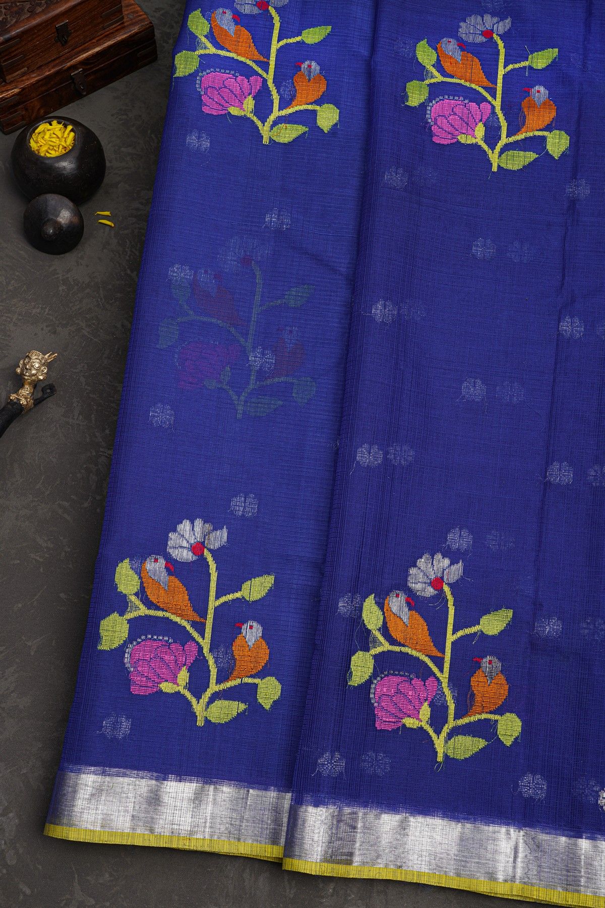 Zari Kota Navy Blue Saree