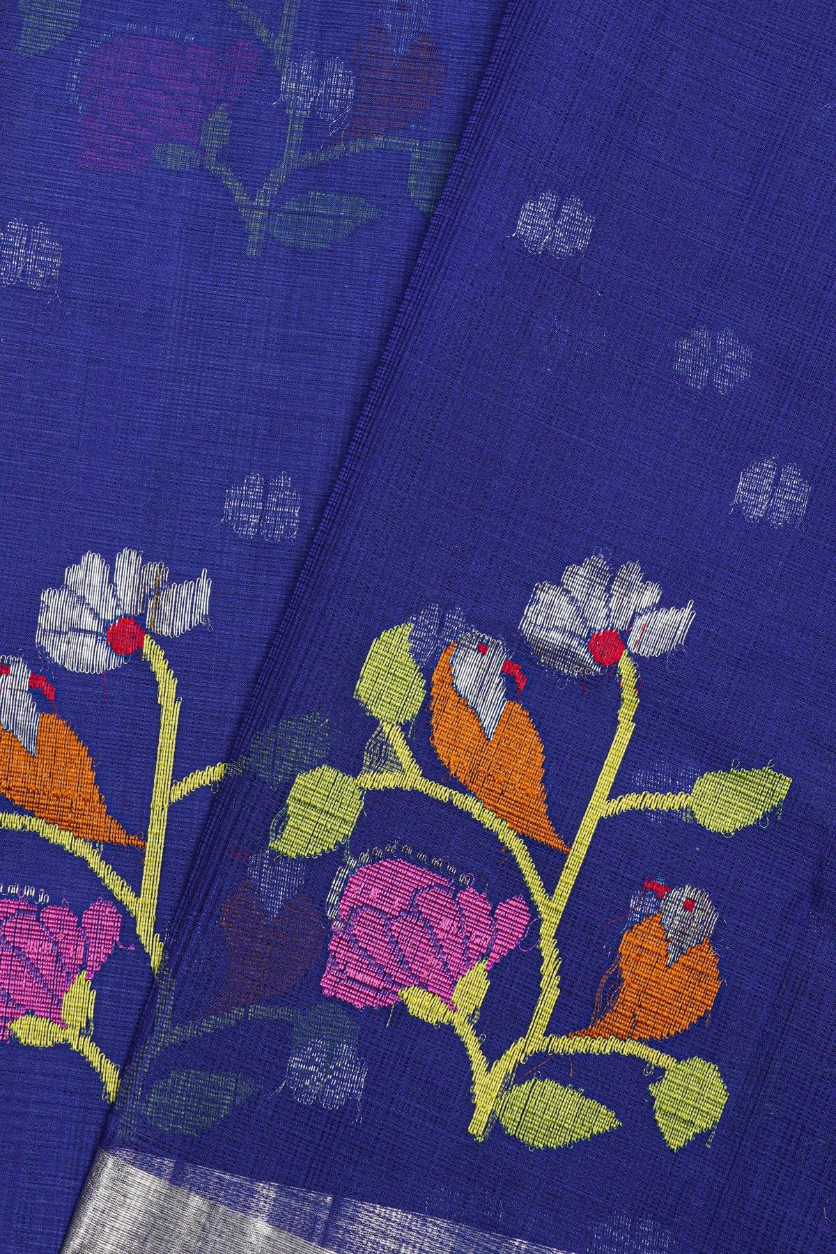 Zari Kota Navy Blue Saree