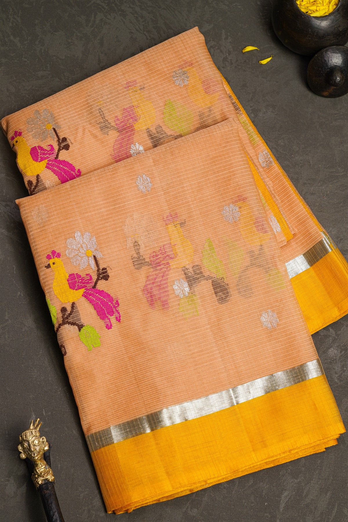 Zari Kota Peach Saree