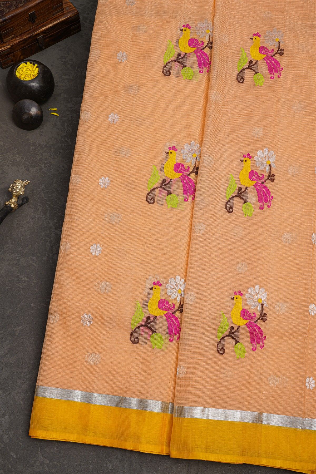 Zari Kota Peach Saree