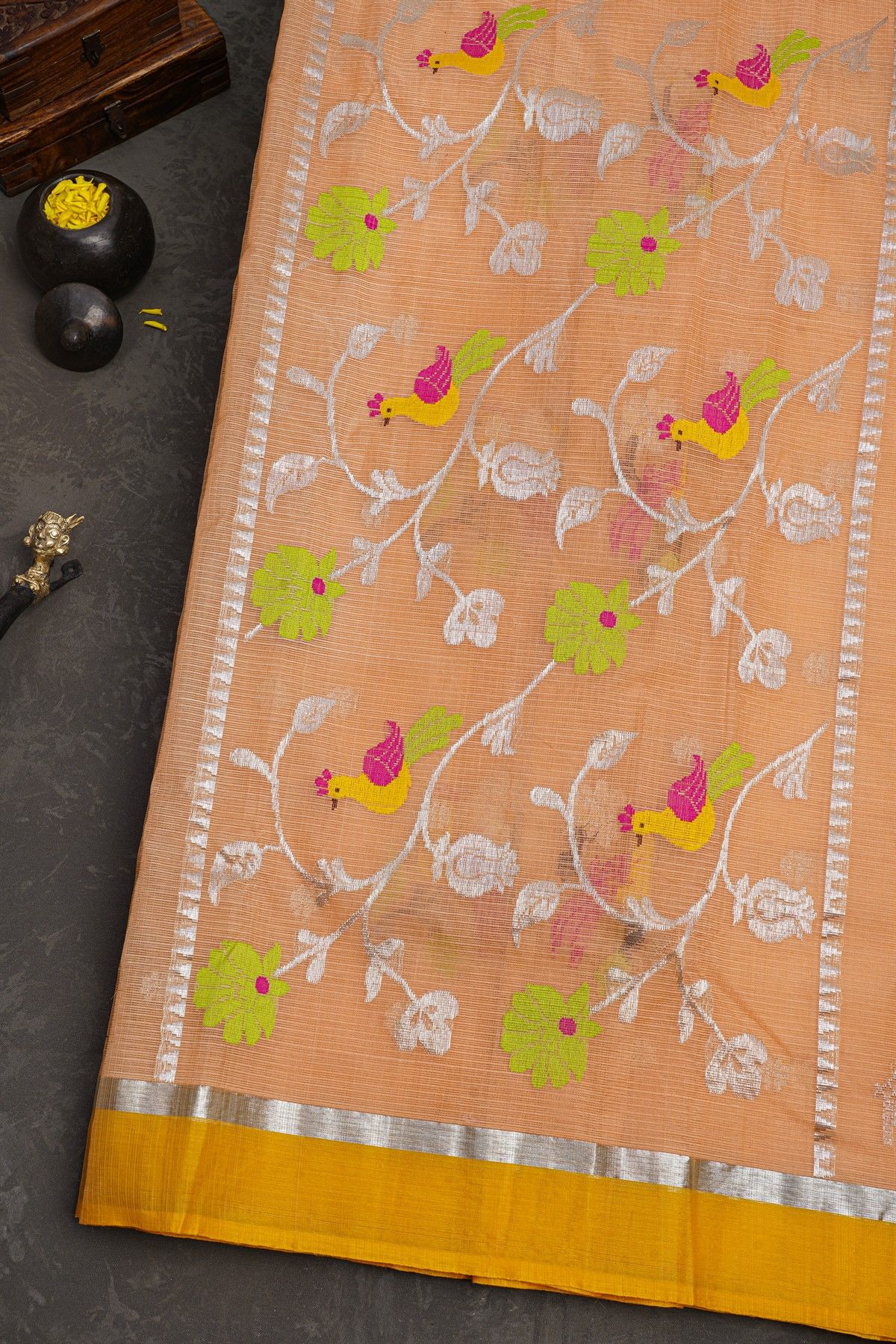 Zari Kota Peach Saree