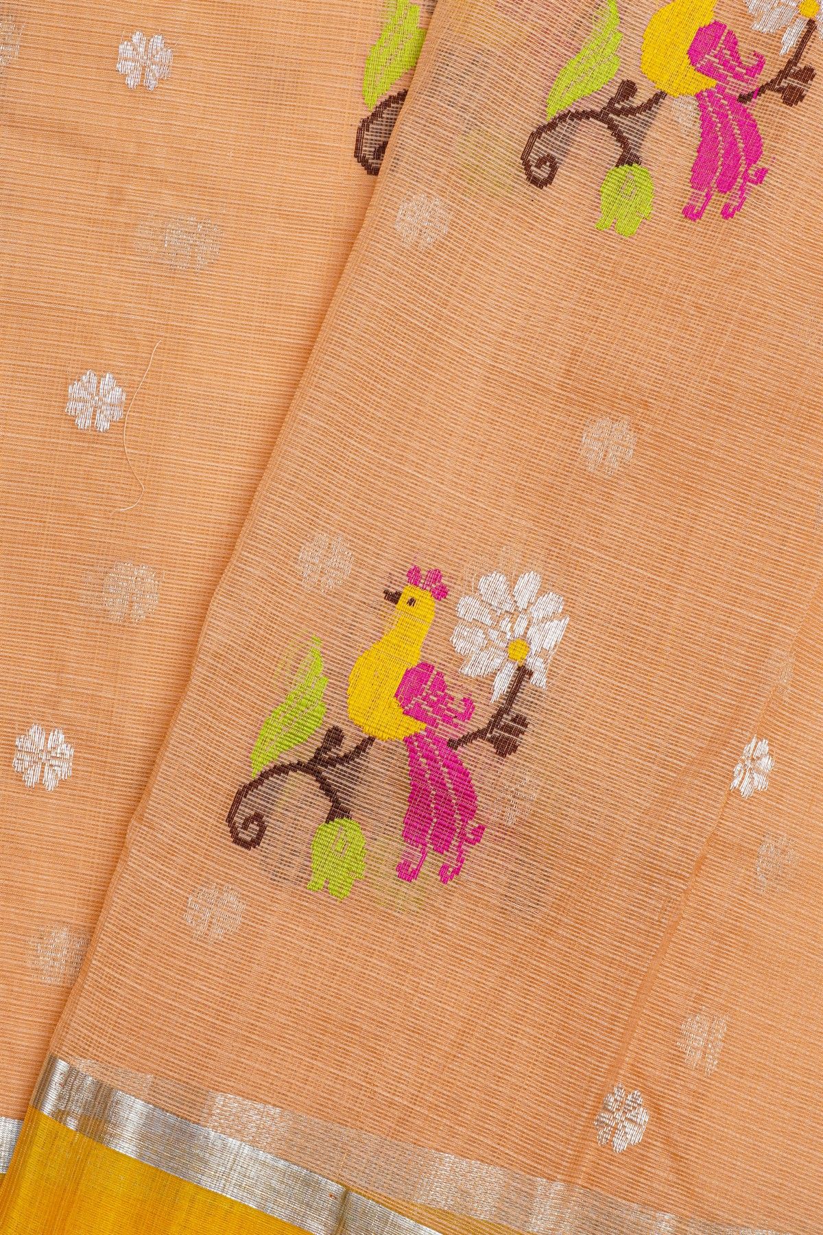 Zari Kota Peach Saree
