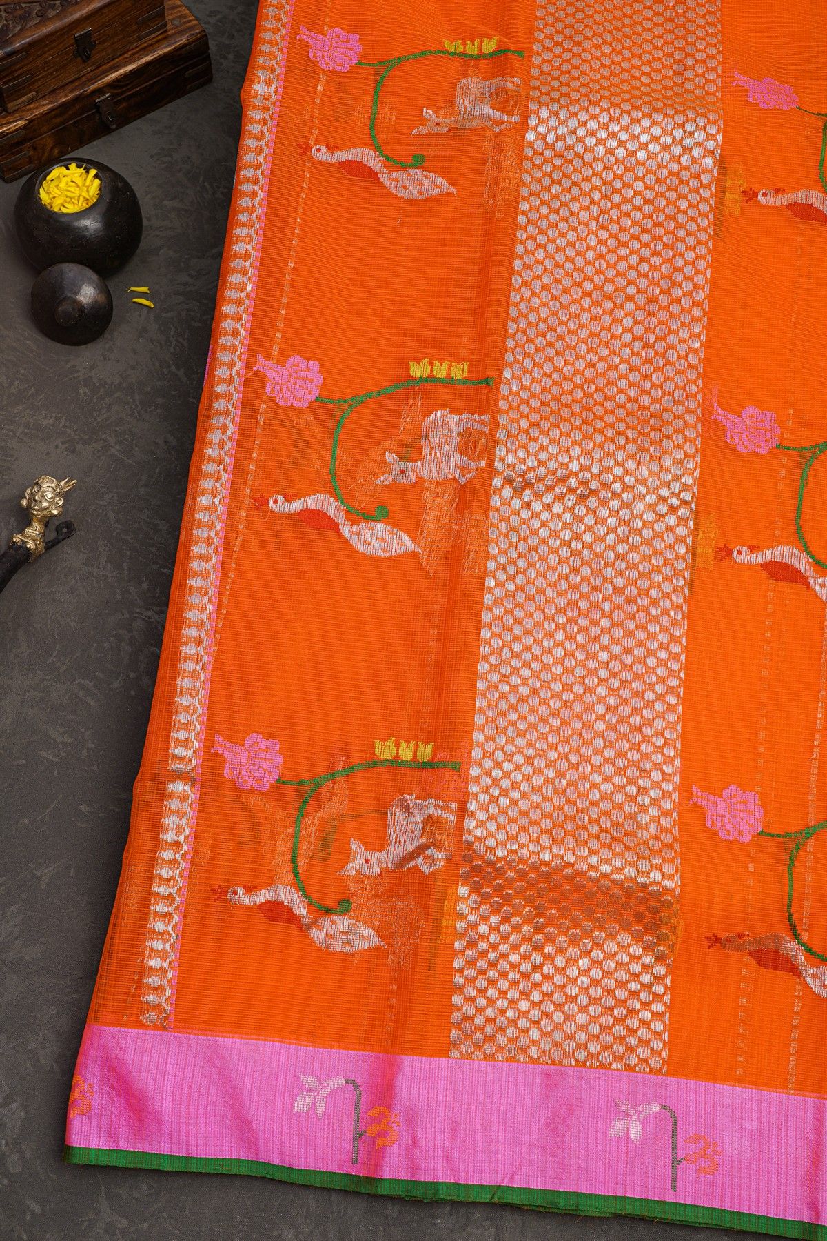 Zari Kota Orange Saree