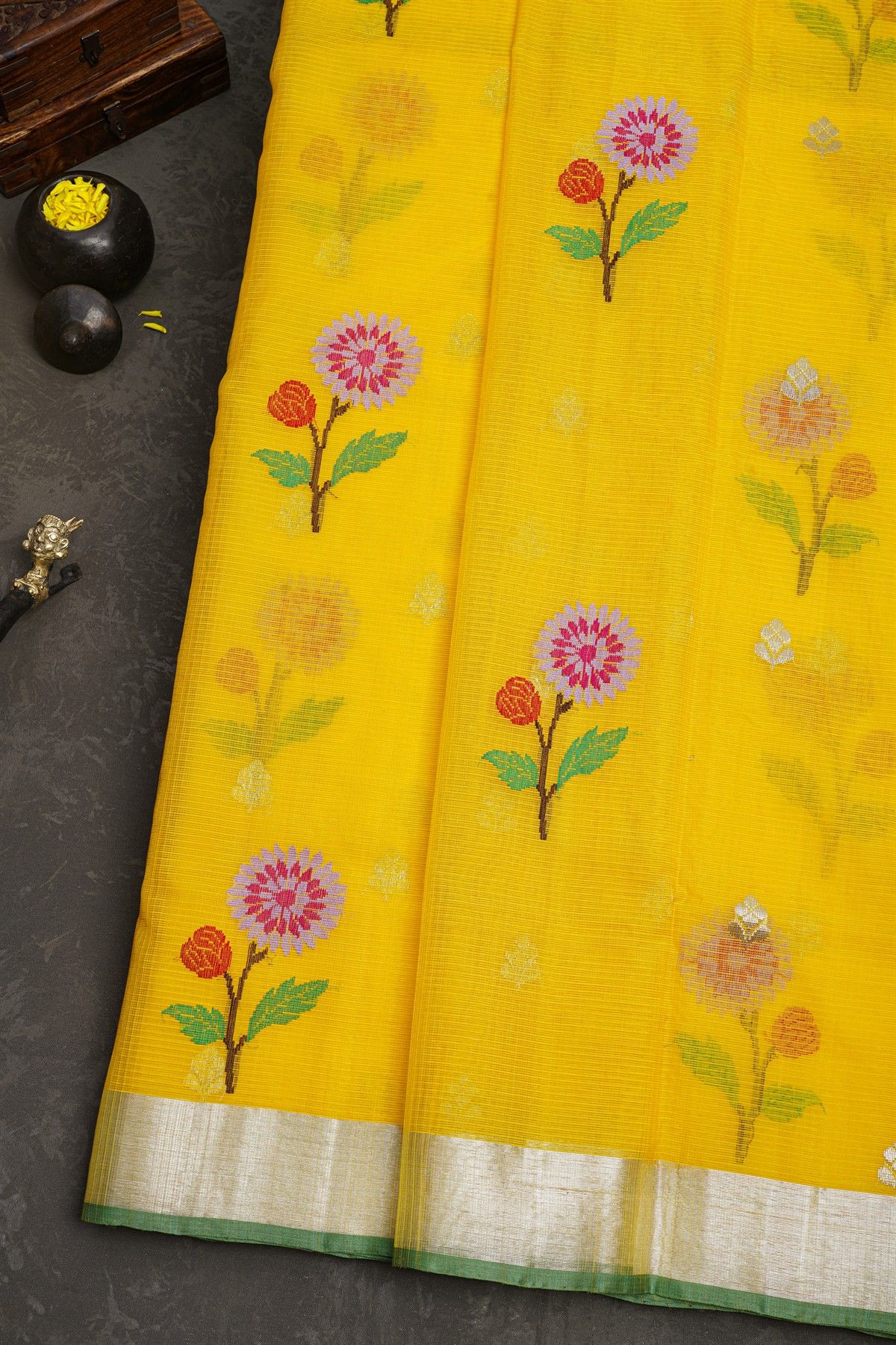 Zari Kota Yellow Saree