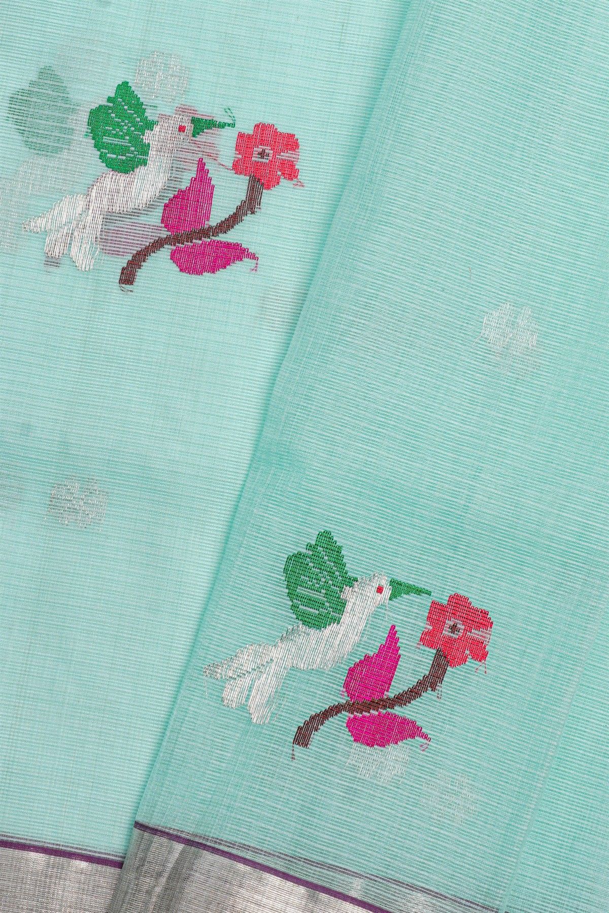 Zari Kota Sky Blue Saree