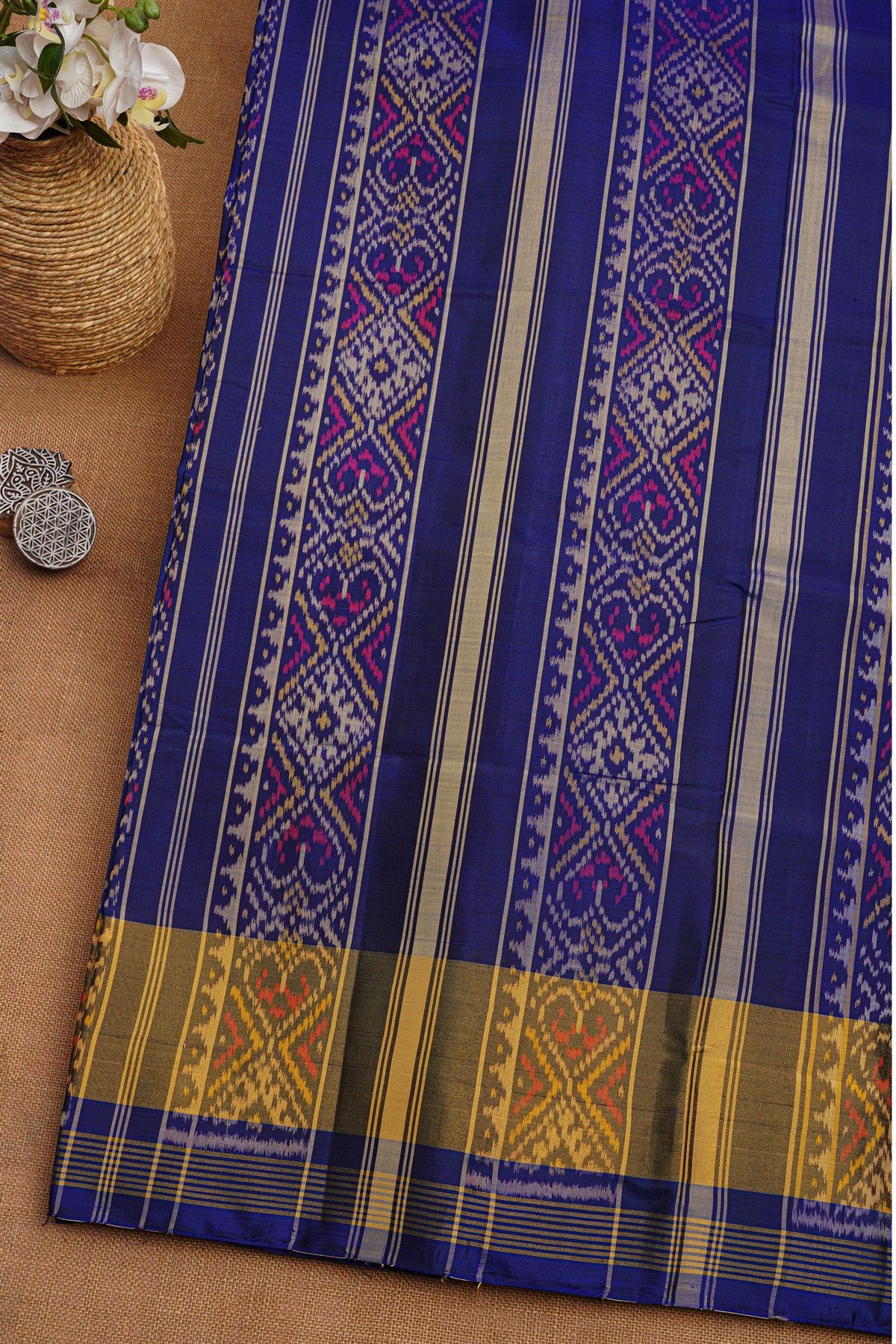 Patola Navy Blue Silk Saree