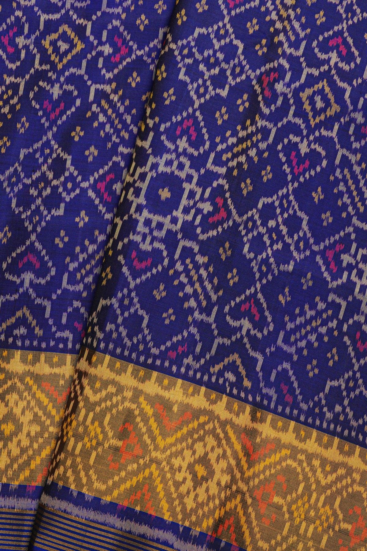 Patola Navy Blue Silk Saree