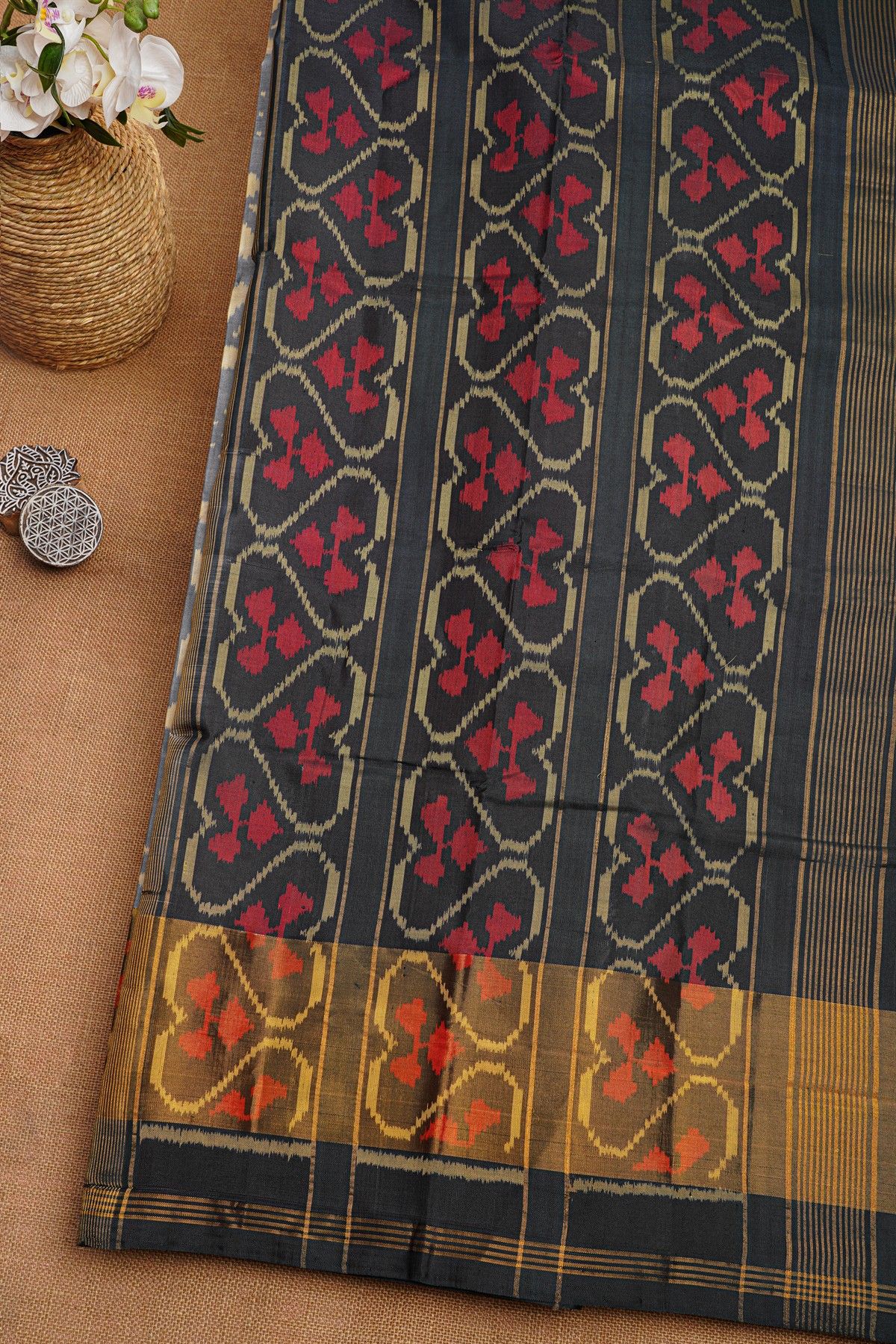 Patola Silk Grey Saree