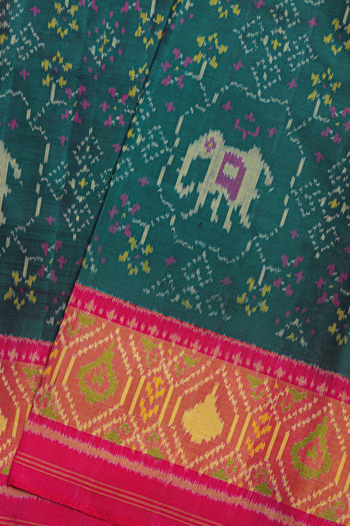 Patola Silk Bottle Green Saree