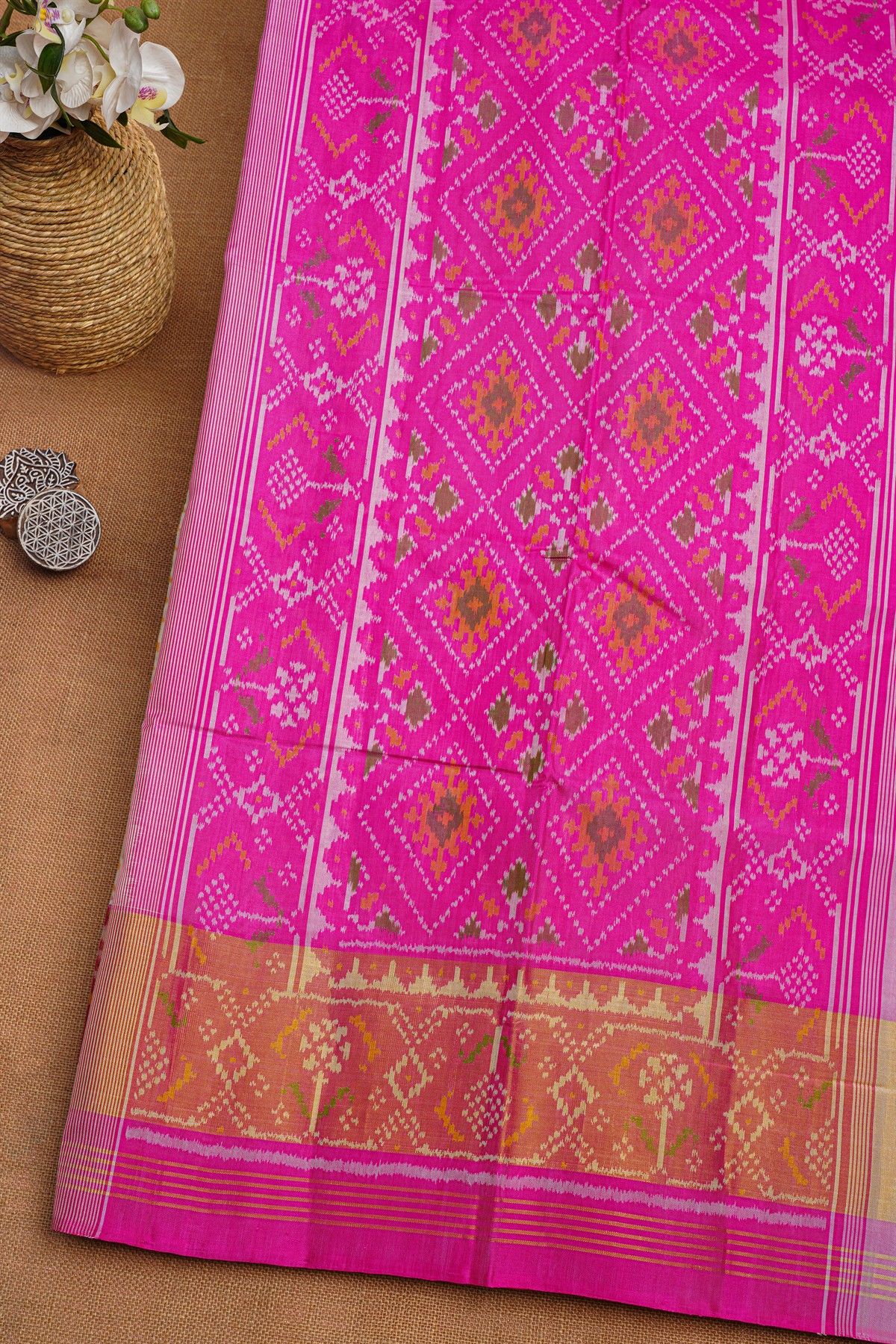 Patola Silk Off White Saree