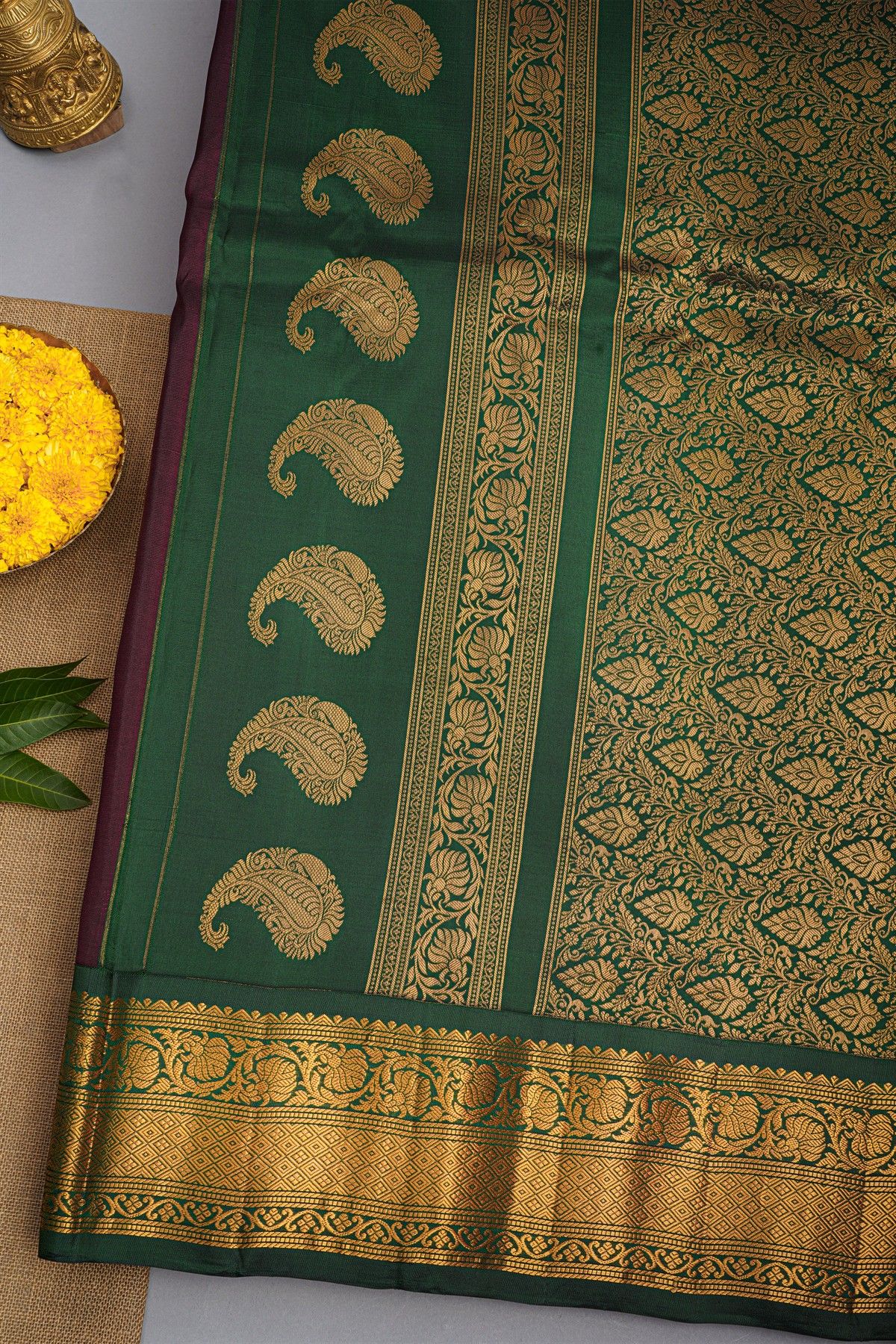 Gadwal Silk Wine Saree