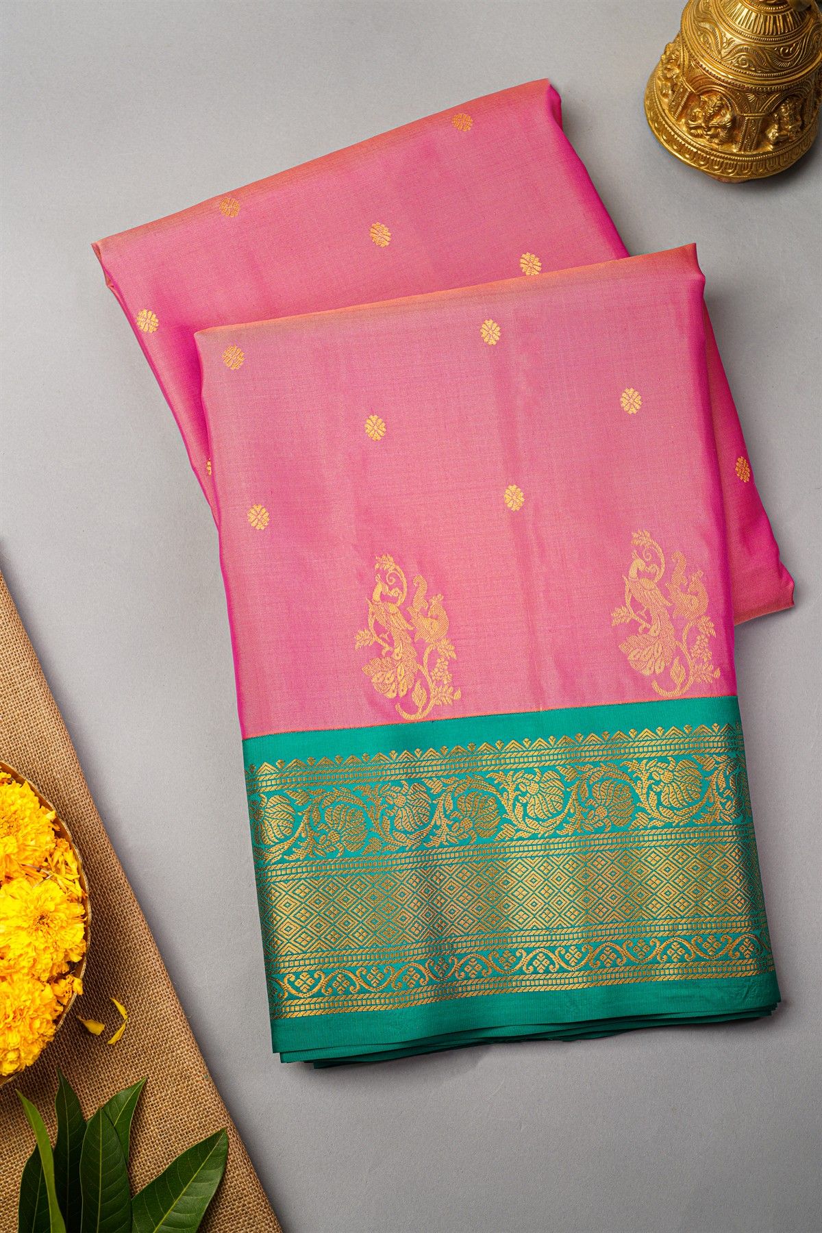 Gadwal Silk Pink Saree