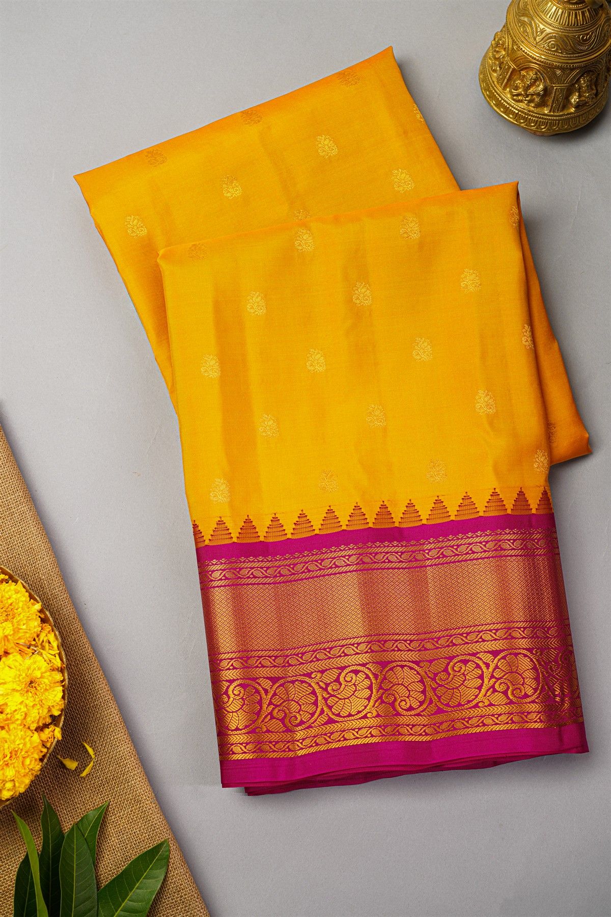 Gadwal Silk Yellow Saree