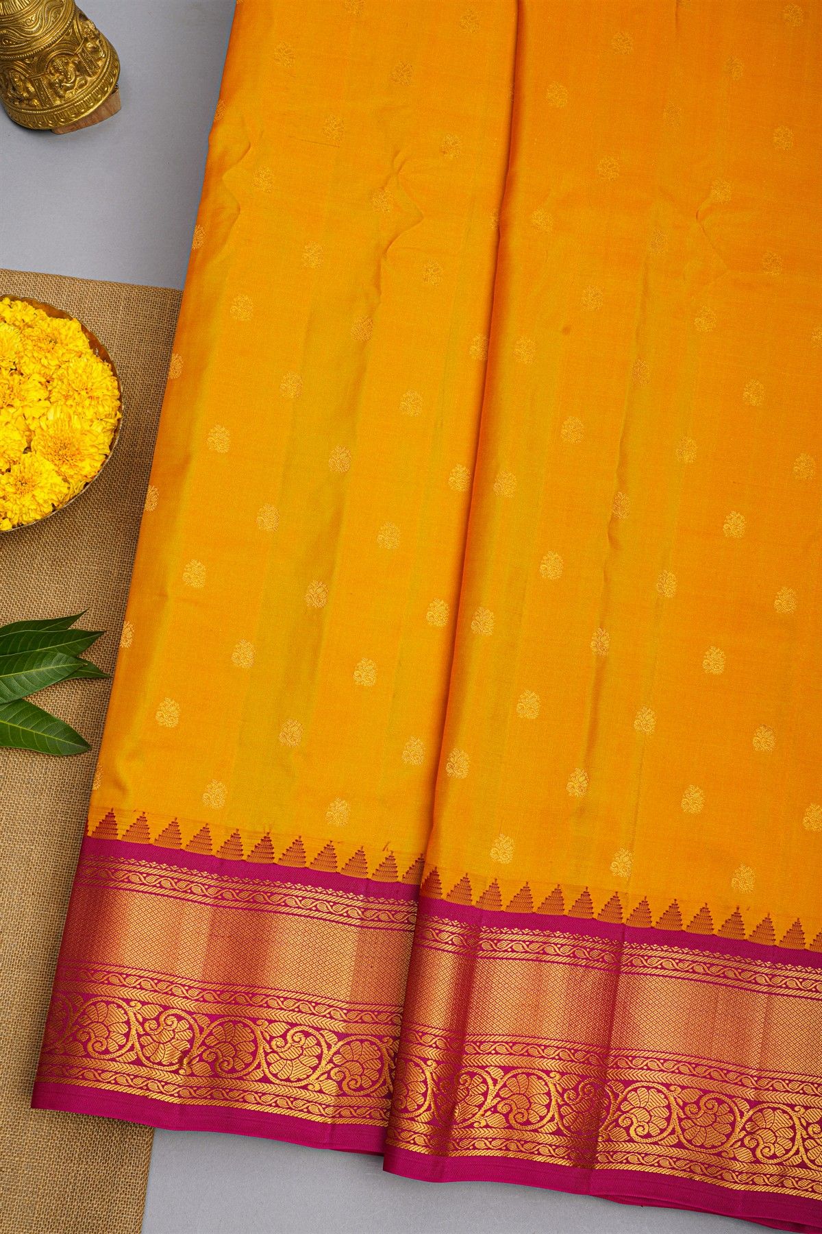 Gadwal Silk Yellow Saree