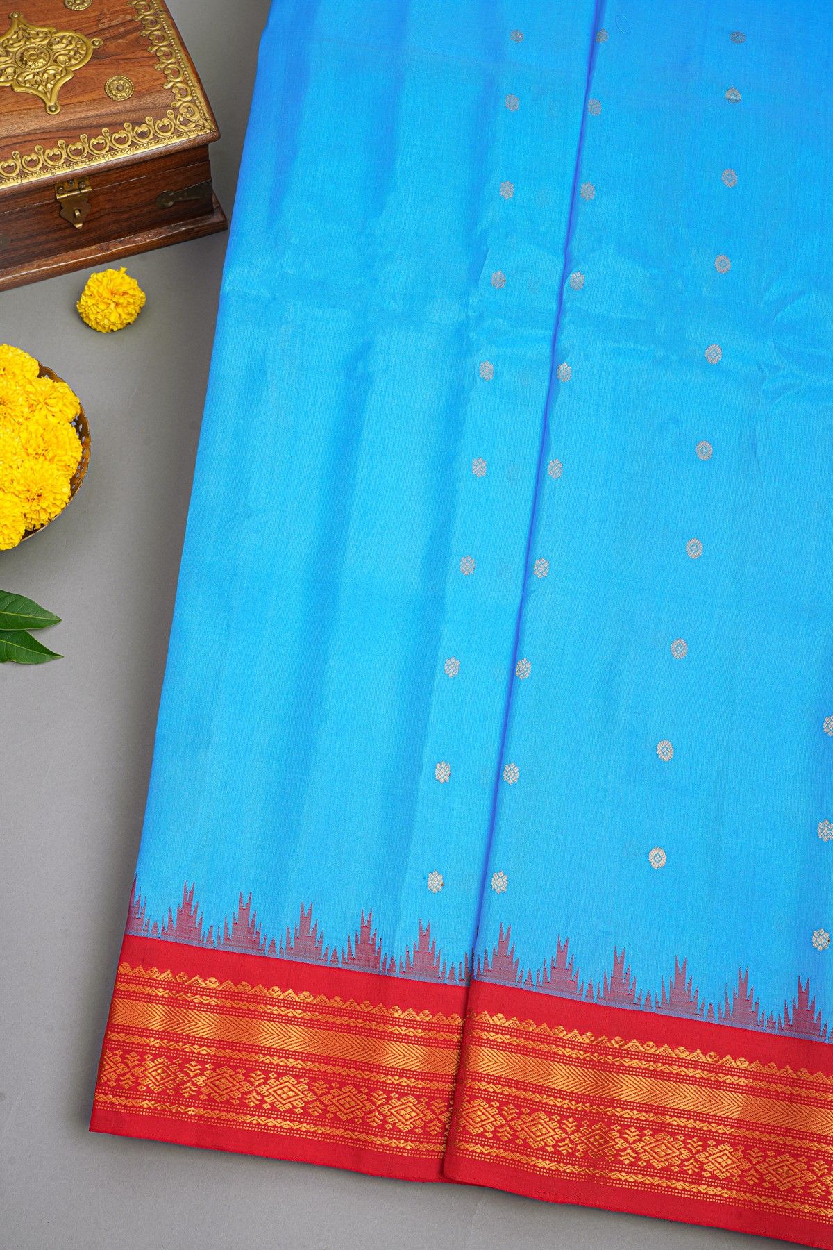 Gadwal Silk Sky Blue Saree