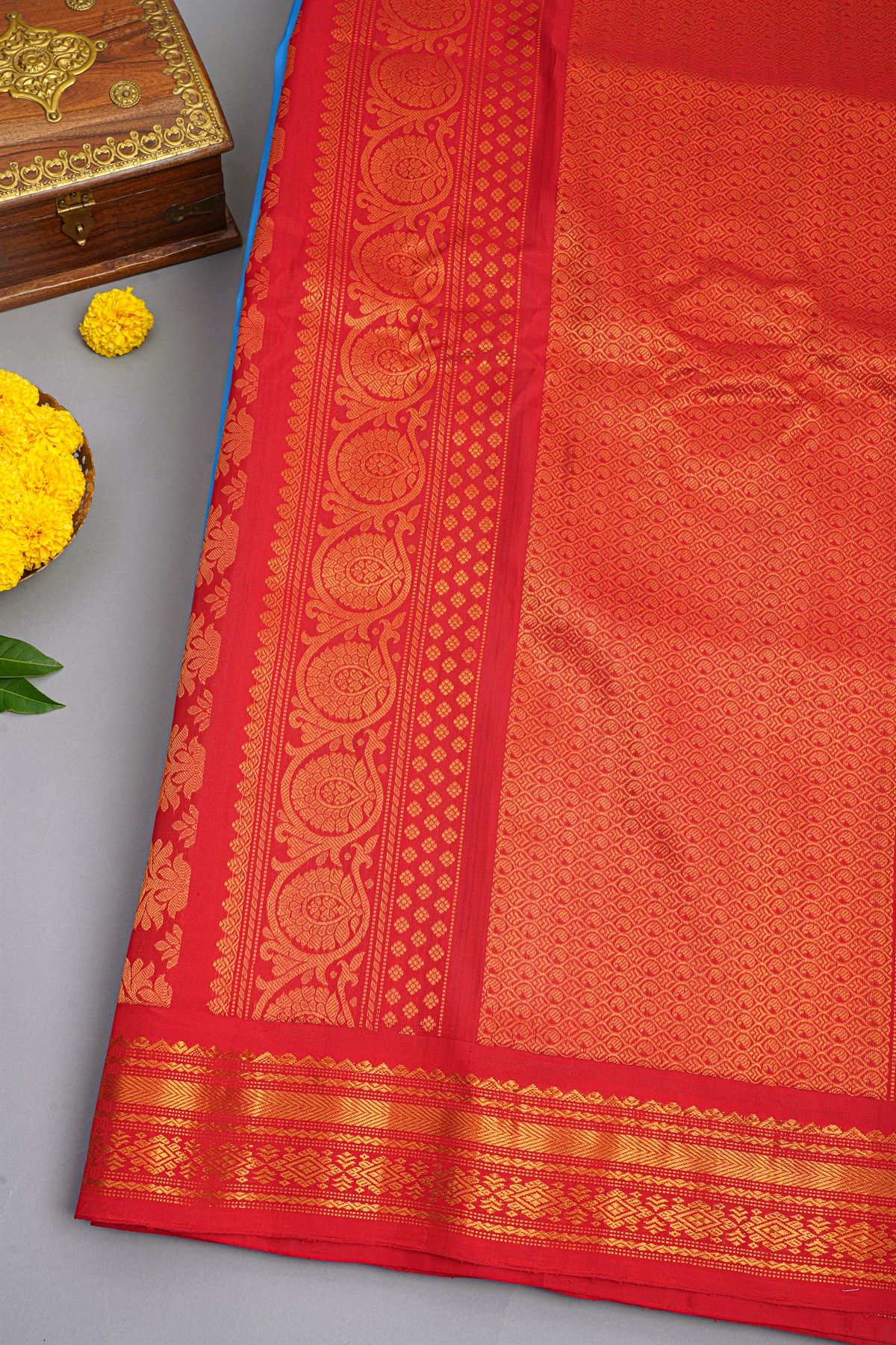 Gadwal Silk Sky Blue Saree