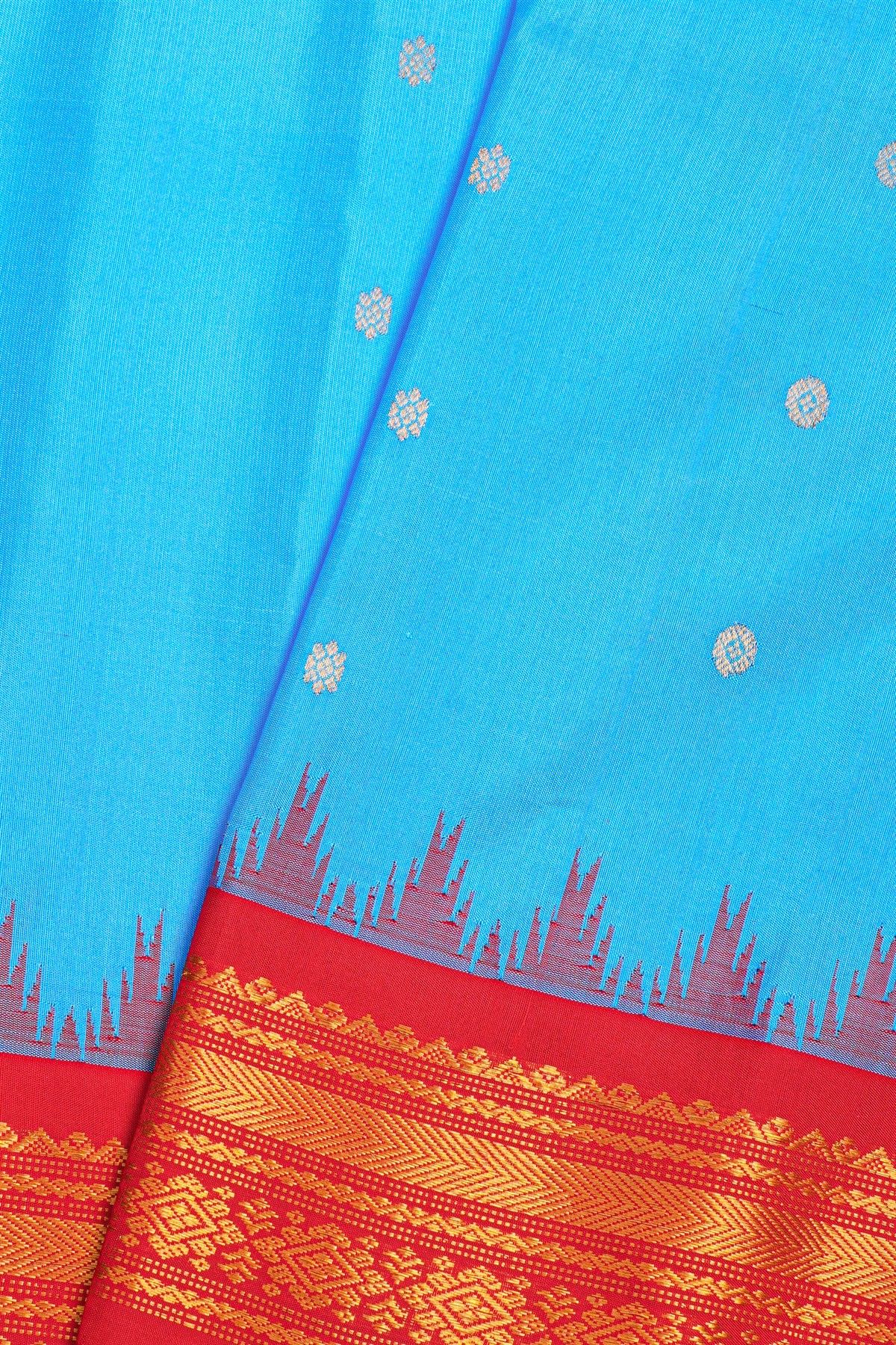 Gadwal Silk Sky Blue Saree