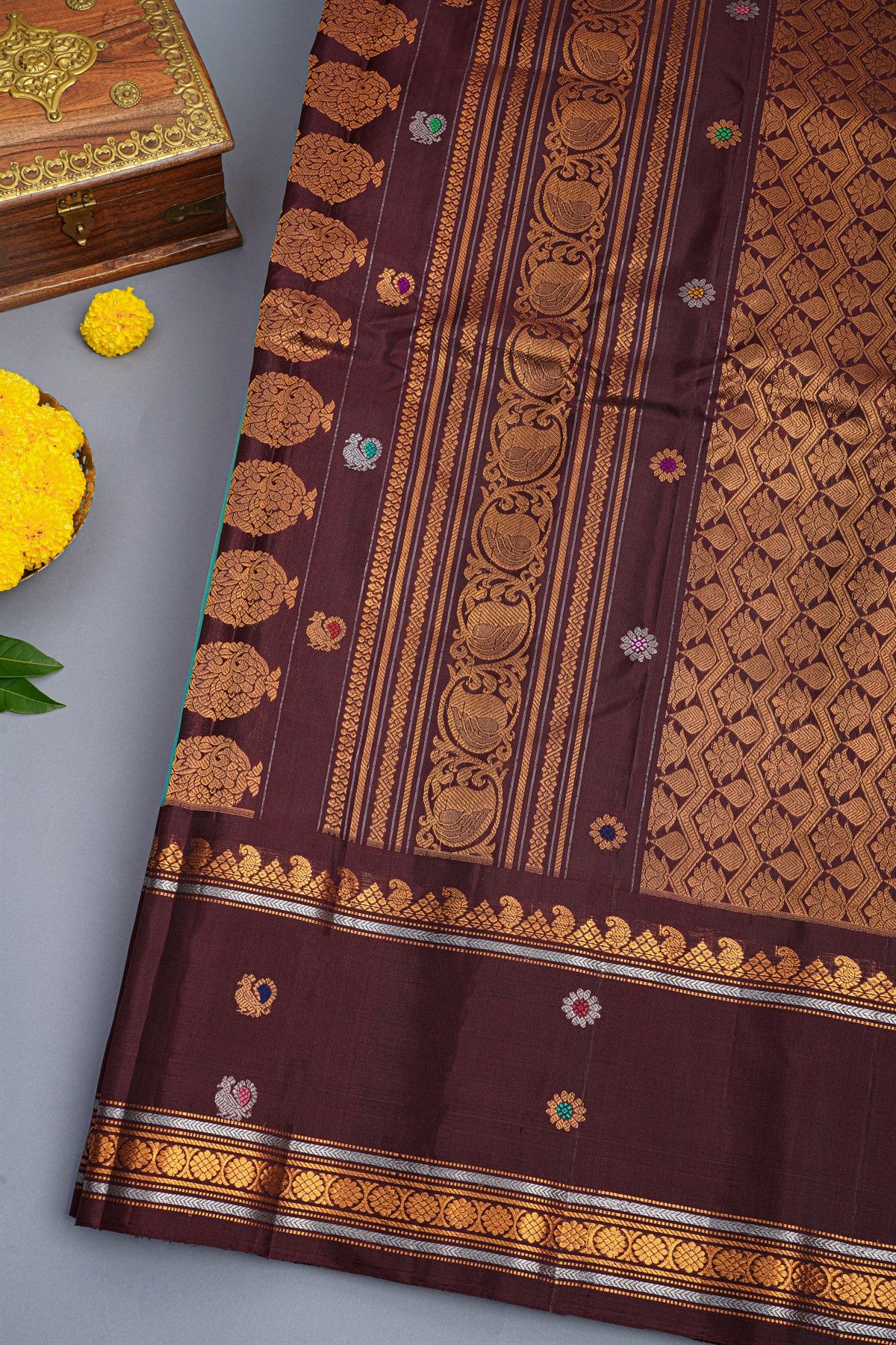 Gadwal Silk Sky Blue Saree