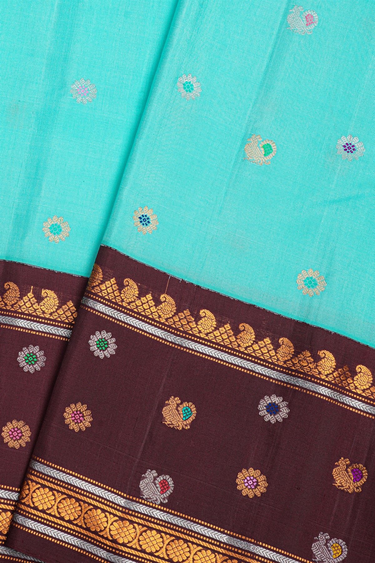 Gadwal Silk Sky Blue Saree