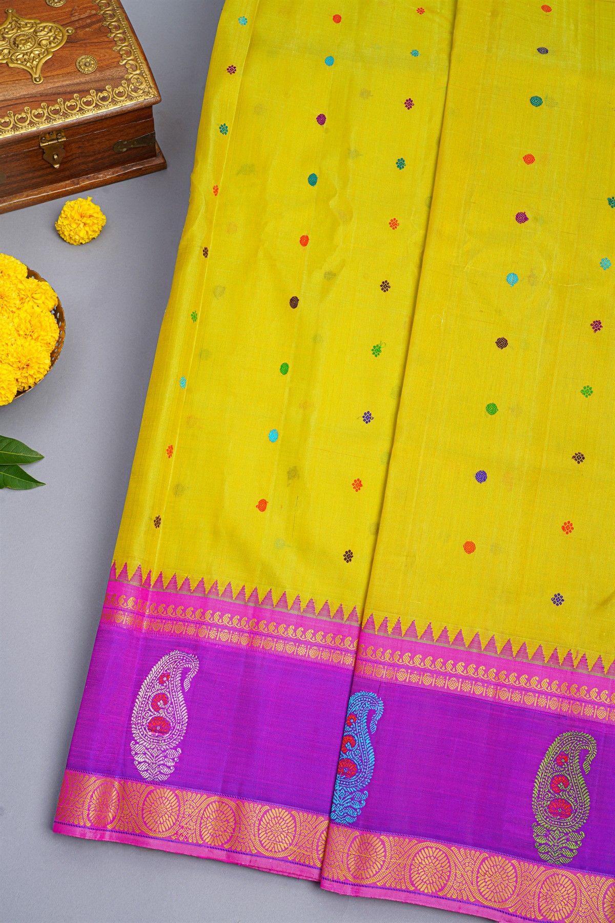 Gadwal Silk Yellow Saree