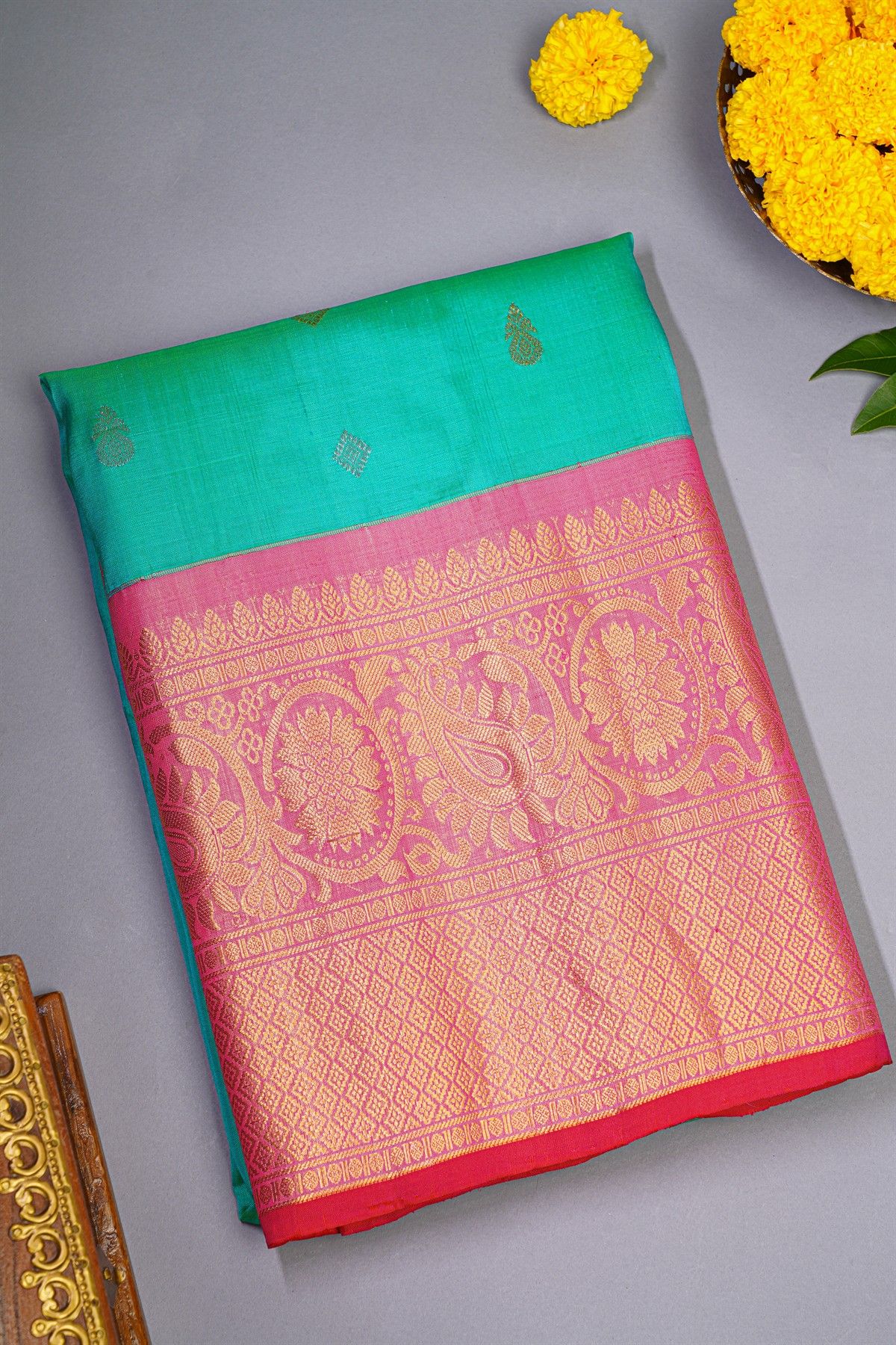 Gadwal Silk Sea Green Saree