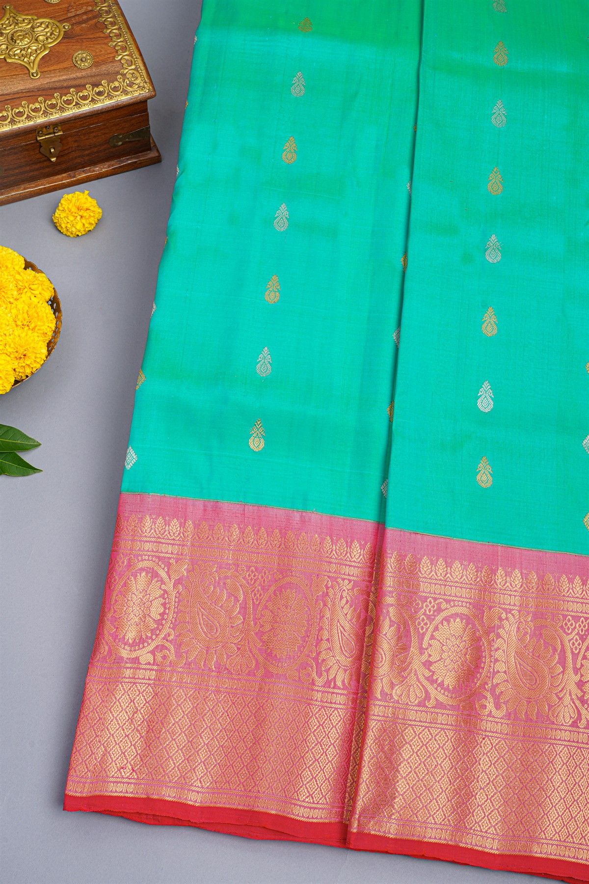 Gadwal Silk Sea Green Saree