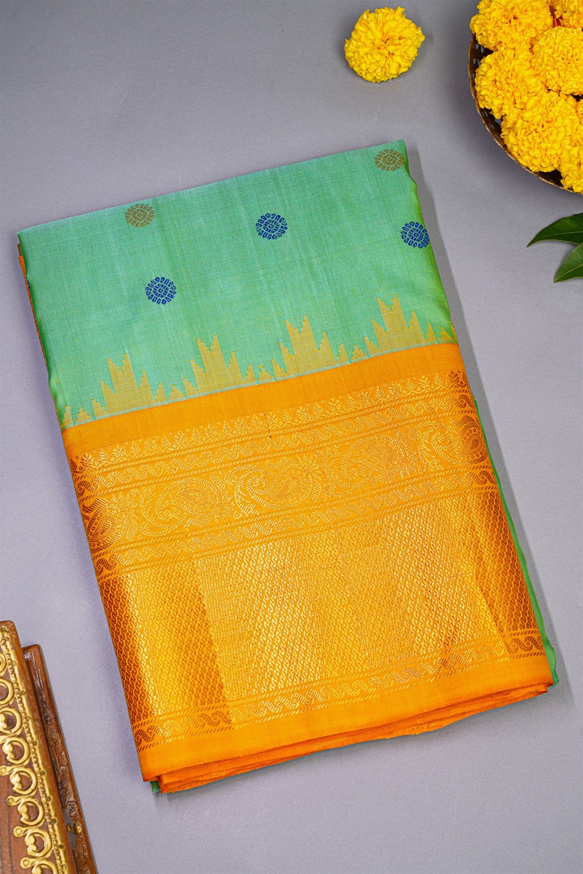 Gadwal Silk Sea Green Saree
