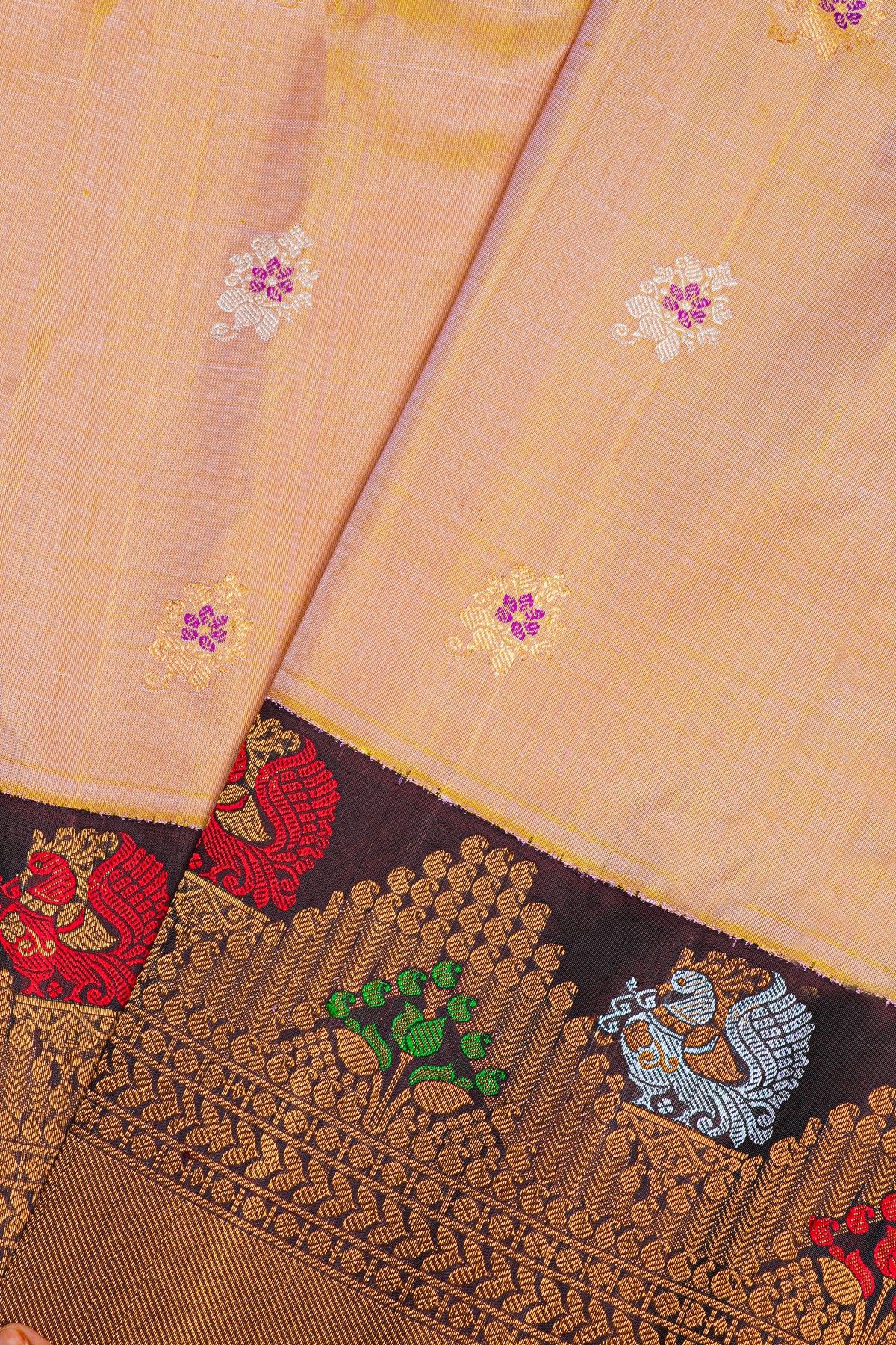 Gadwal Silk Peach Saree