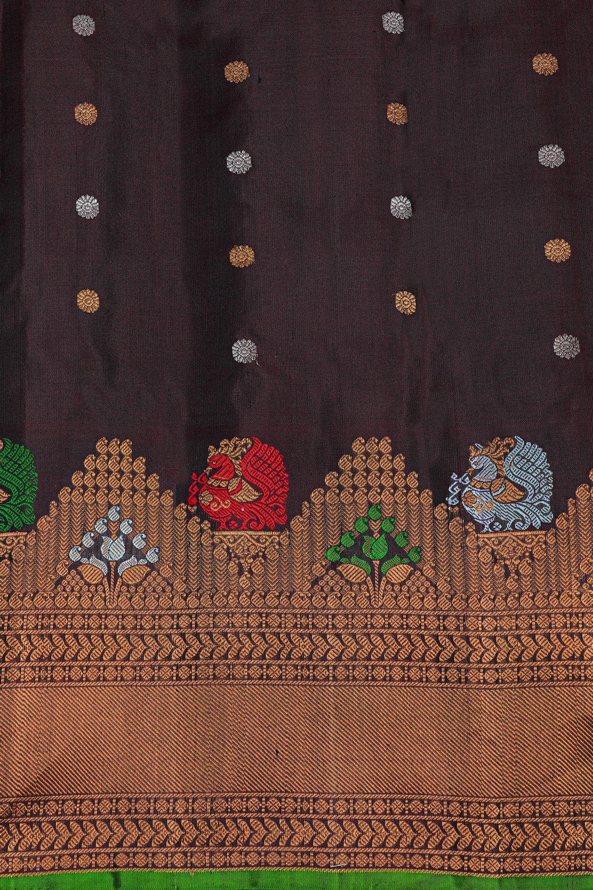 Gadwal Silk Peach Saree