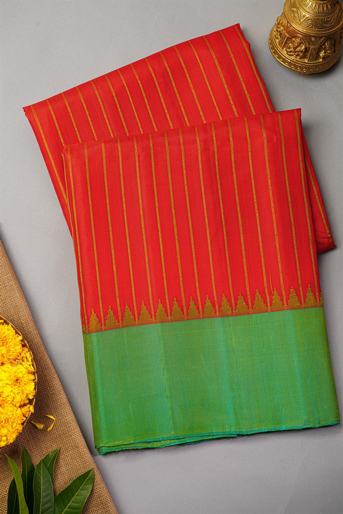 Gadwal Silk Red Saree