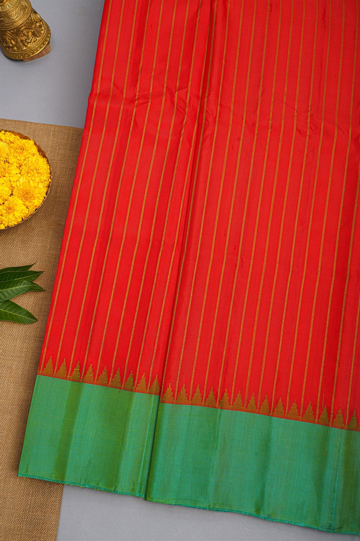 Gadwal Silk Red Saree