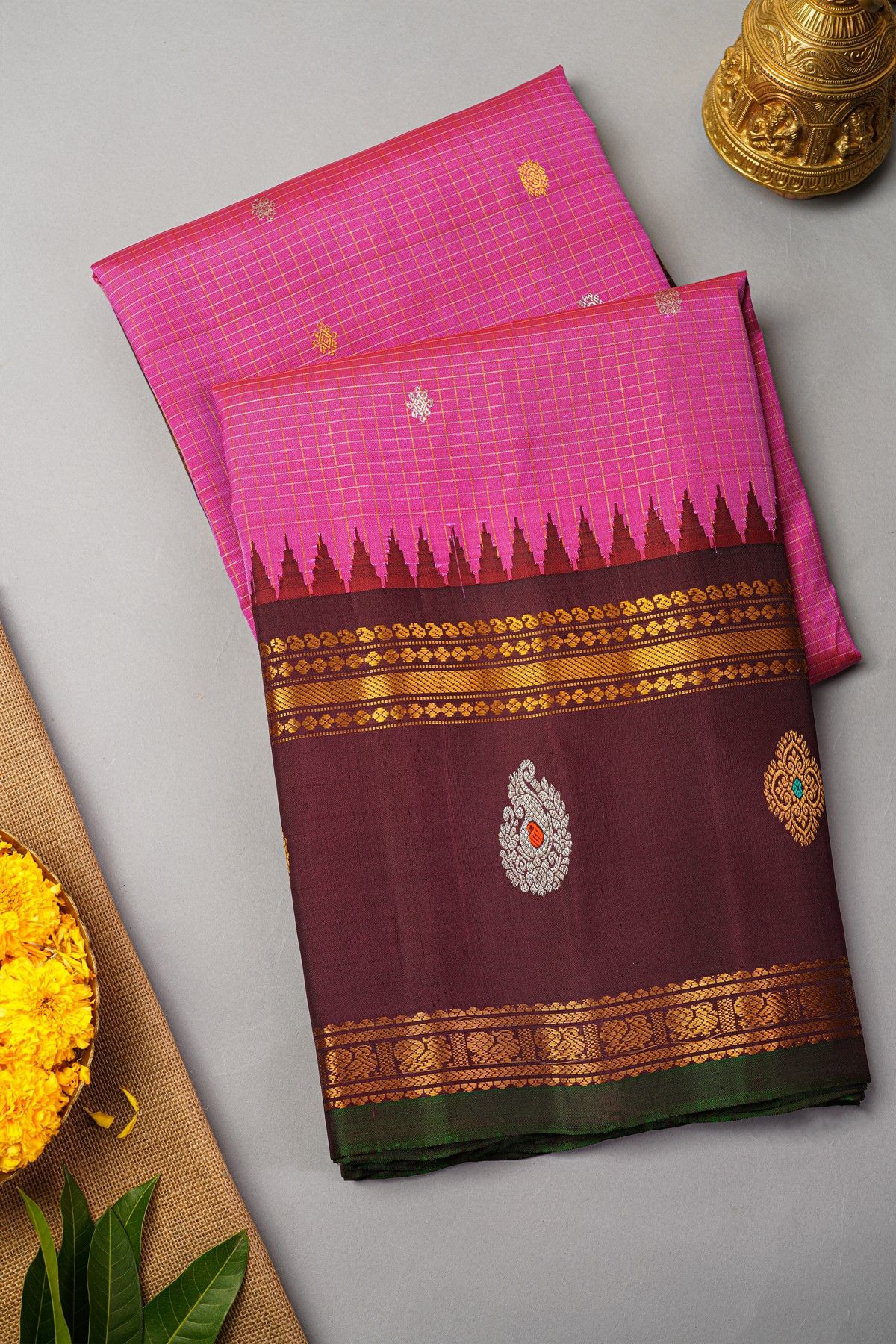 Gadwal Silk Pink Saree