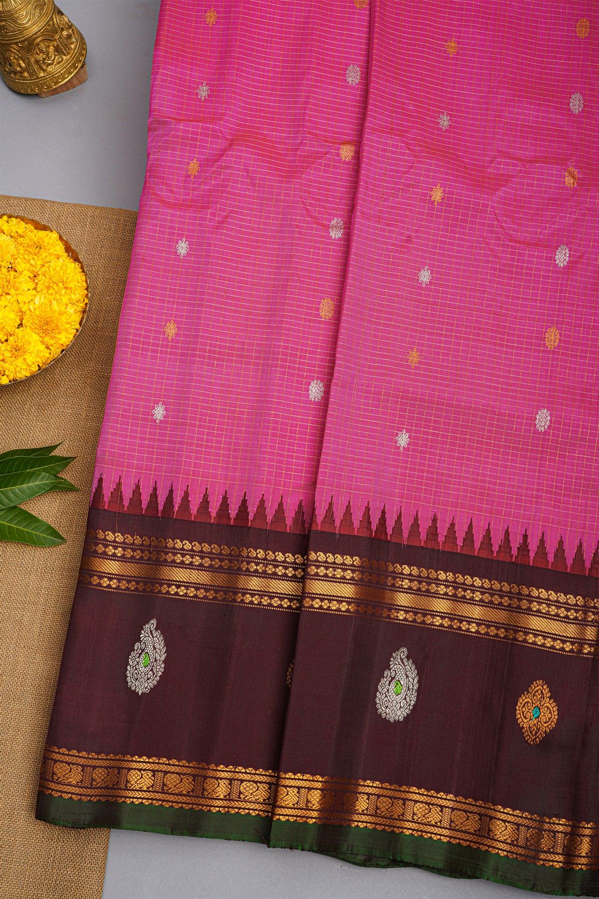 Gadwal Silk Pink Saree
