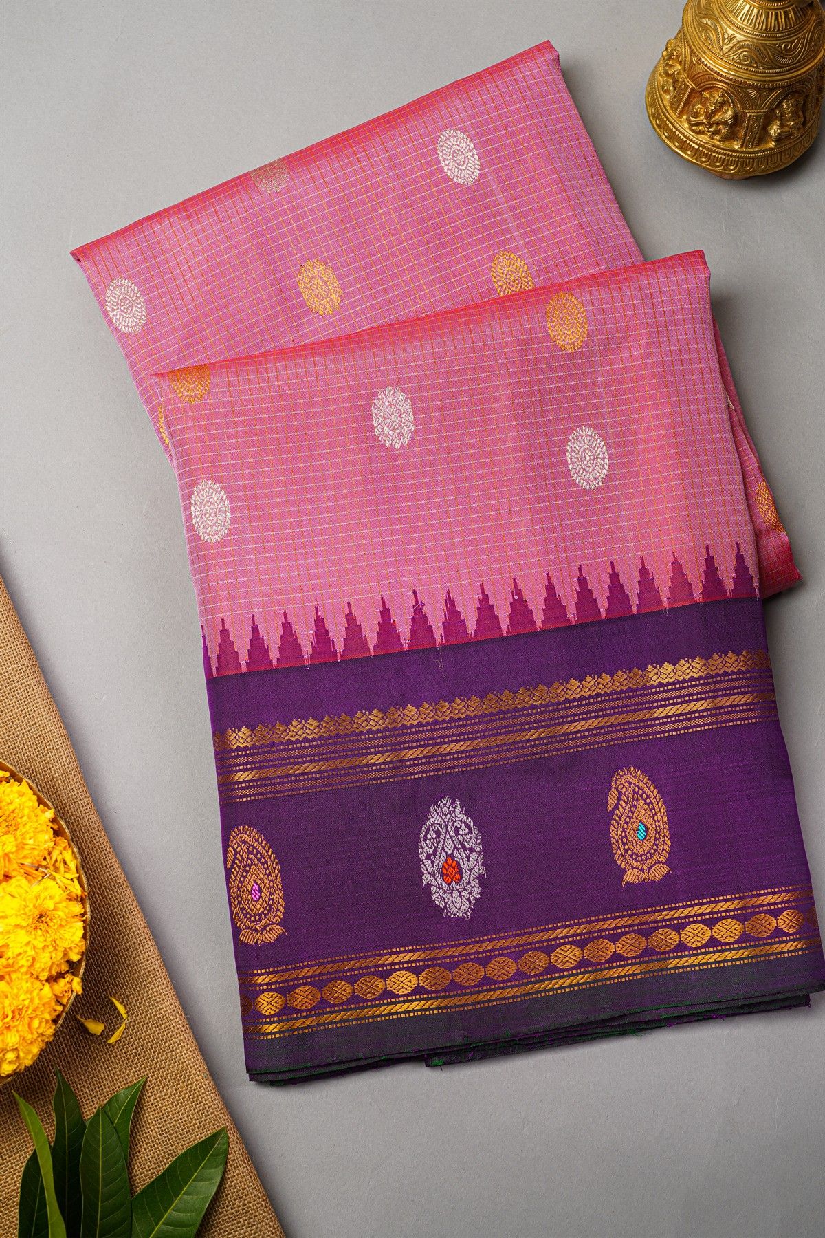 Gadwal Silk Pink Saree