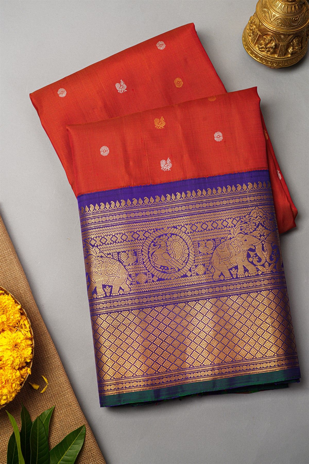 Gadwal Silk Red Saree