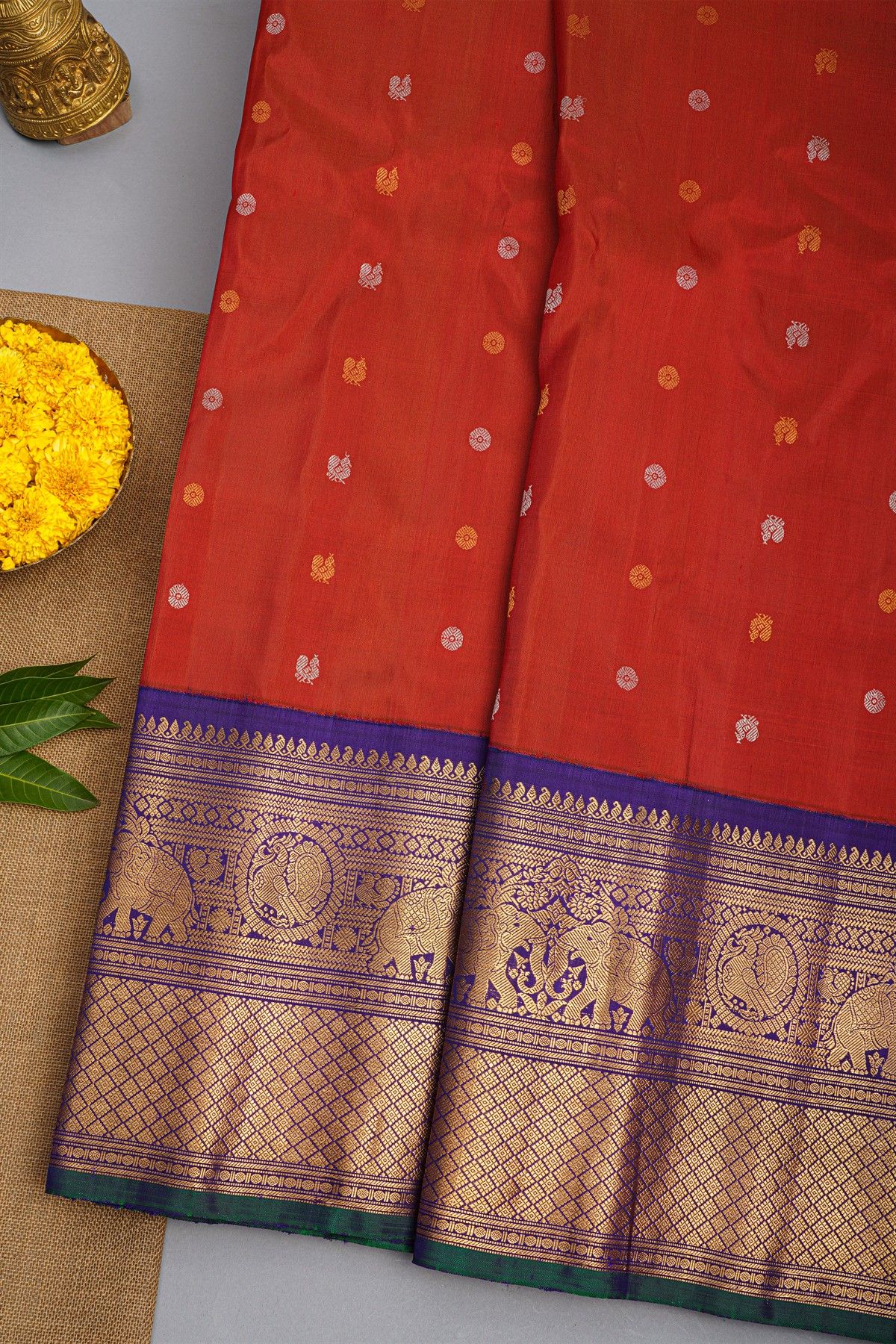 Gadwal Silk Red Saree