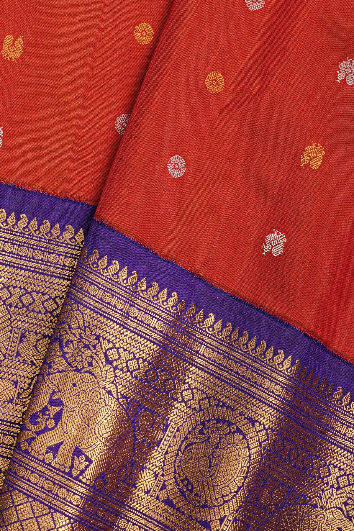 Gadwal Silk Red Saree