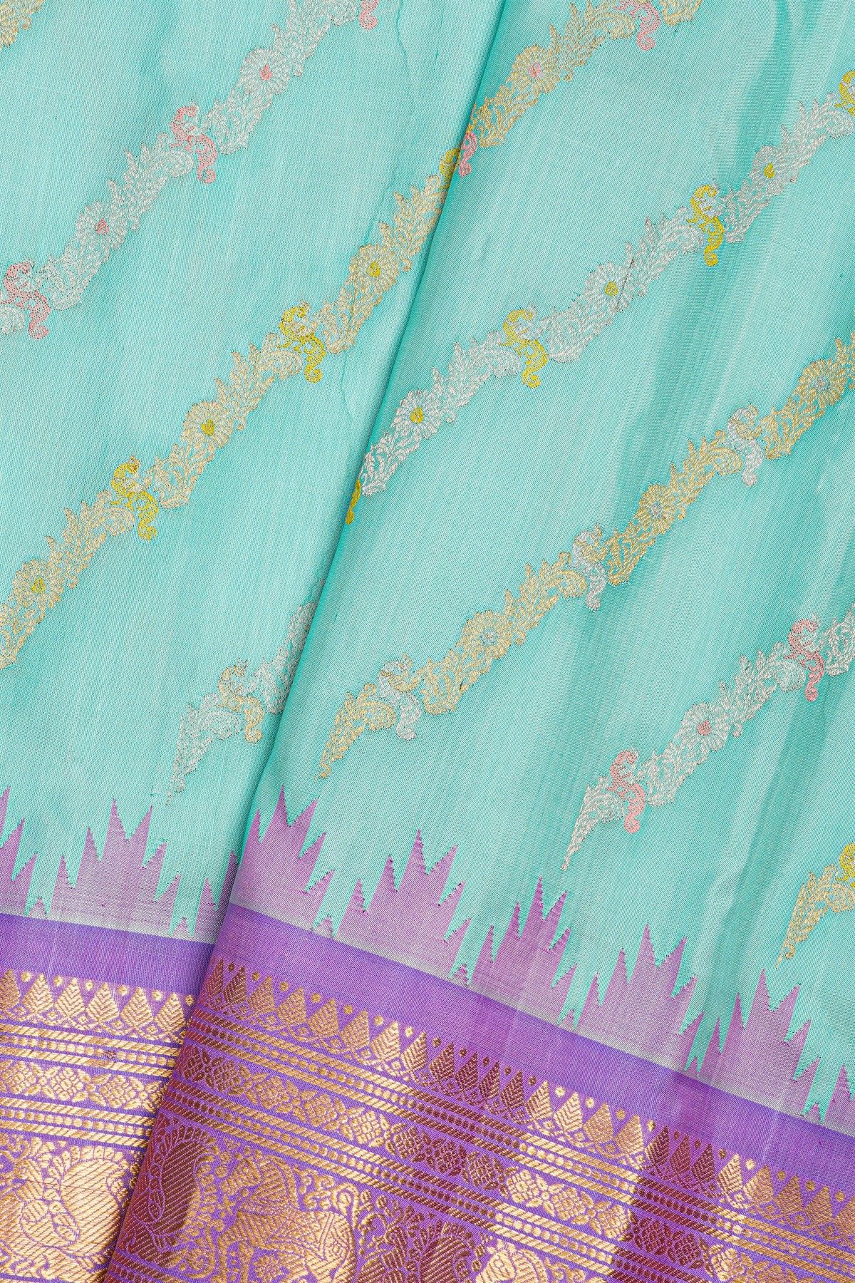 Gadwal Silk Sky Blue Saree