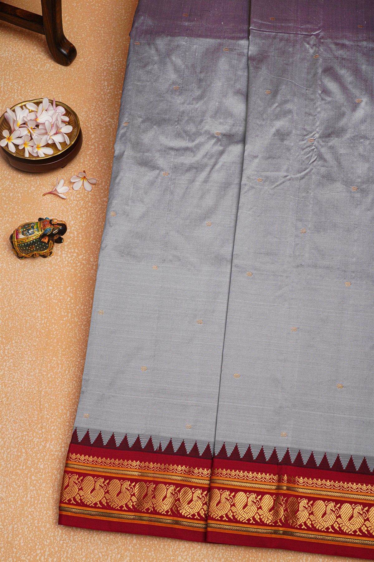 Narayanpet Silk Grey Saree