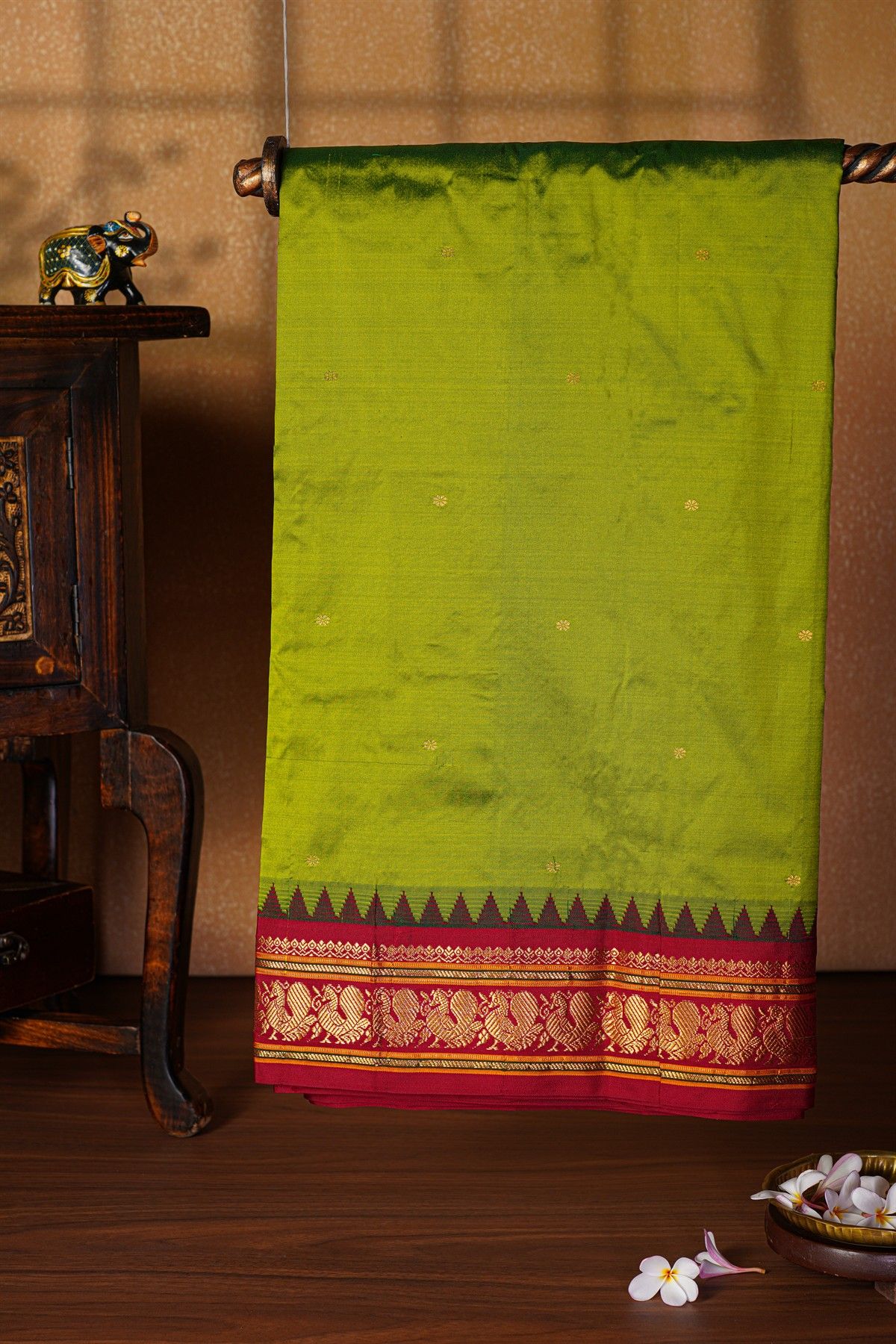 Narayanpet Silk Green Saree
