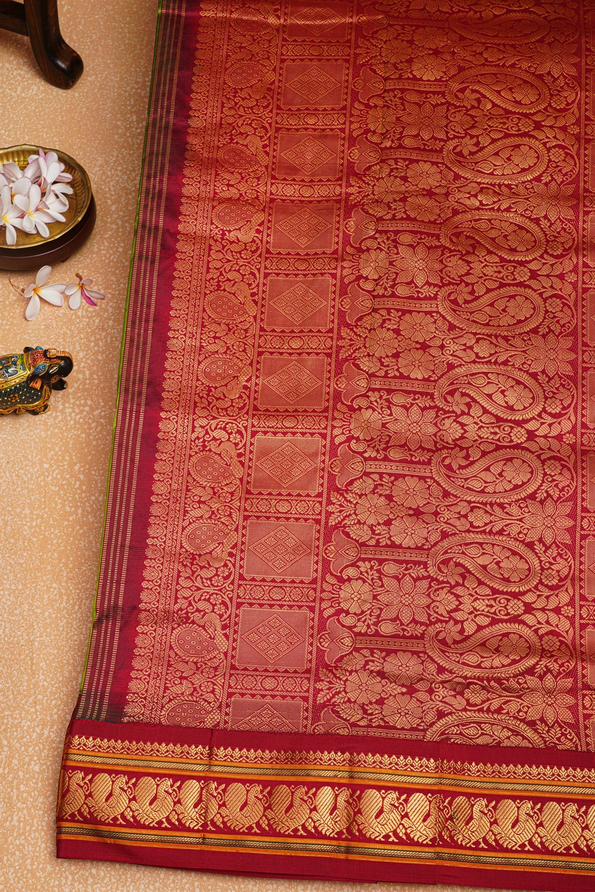 Narayanpet Silk Green Saree