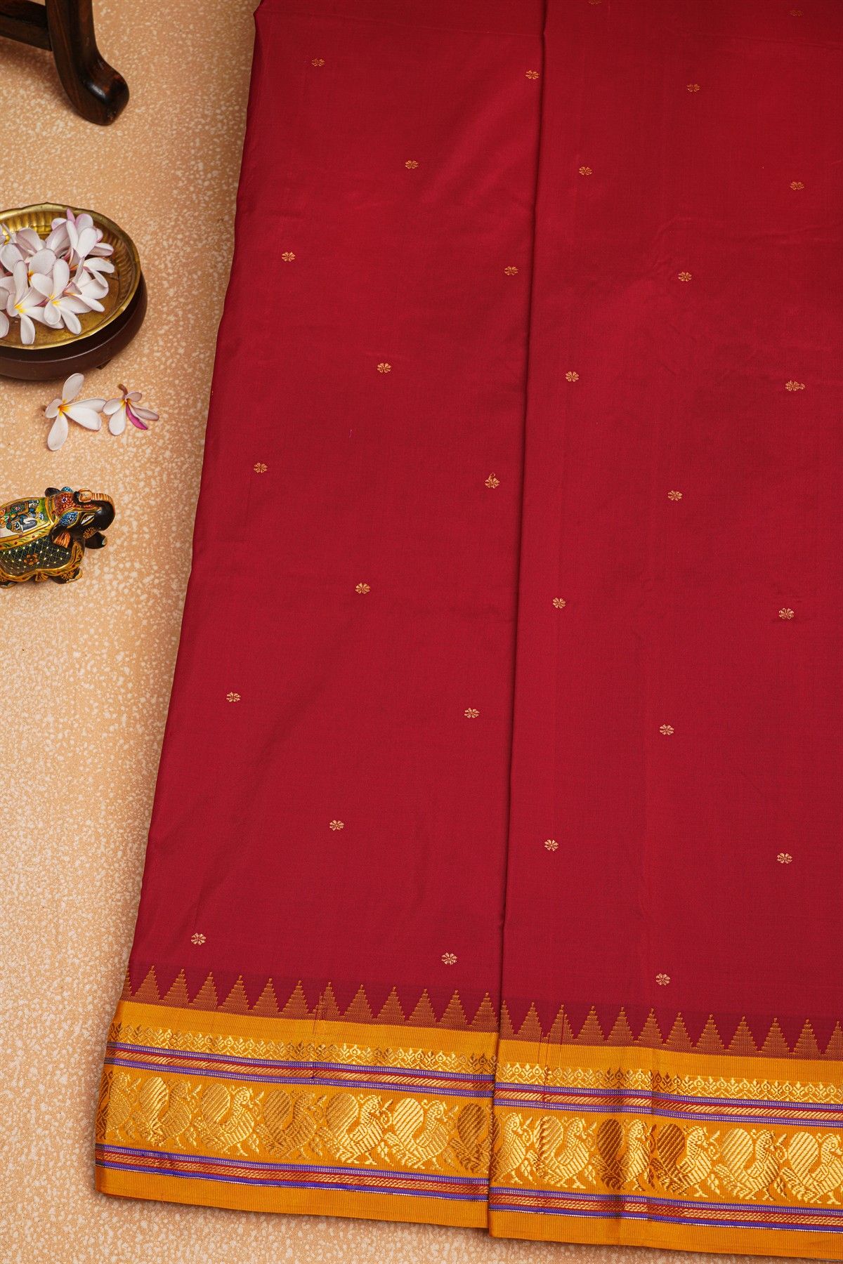 Narayanpet Silk Maroon Saree